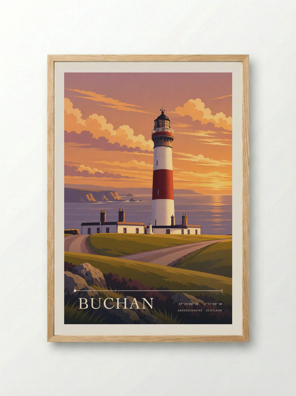 Buchan, Aberdeenshire | Travel Poster - Framed Print Wood