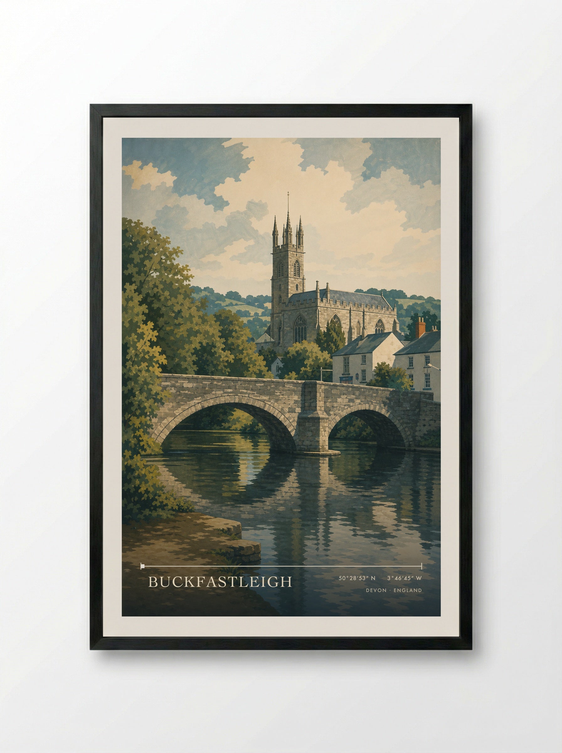 Buckfastleigh Devon England Travel Poster - Framed Print Black