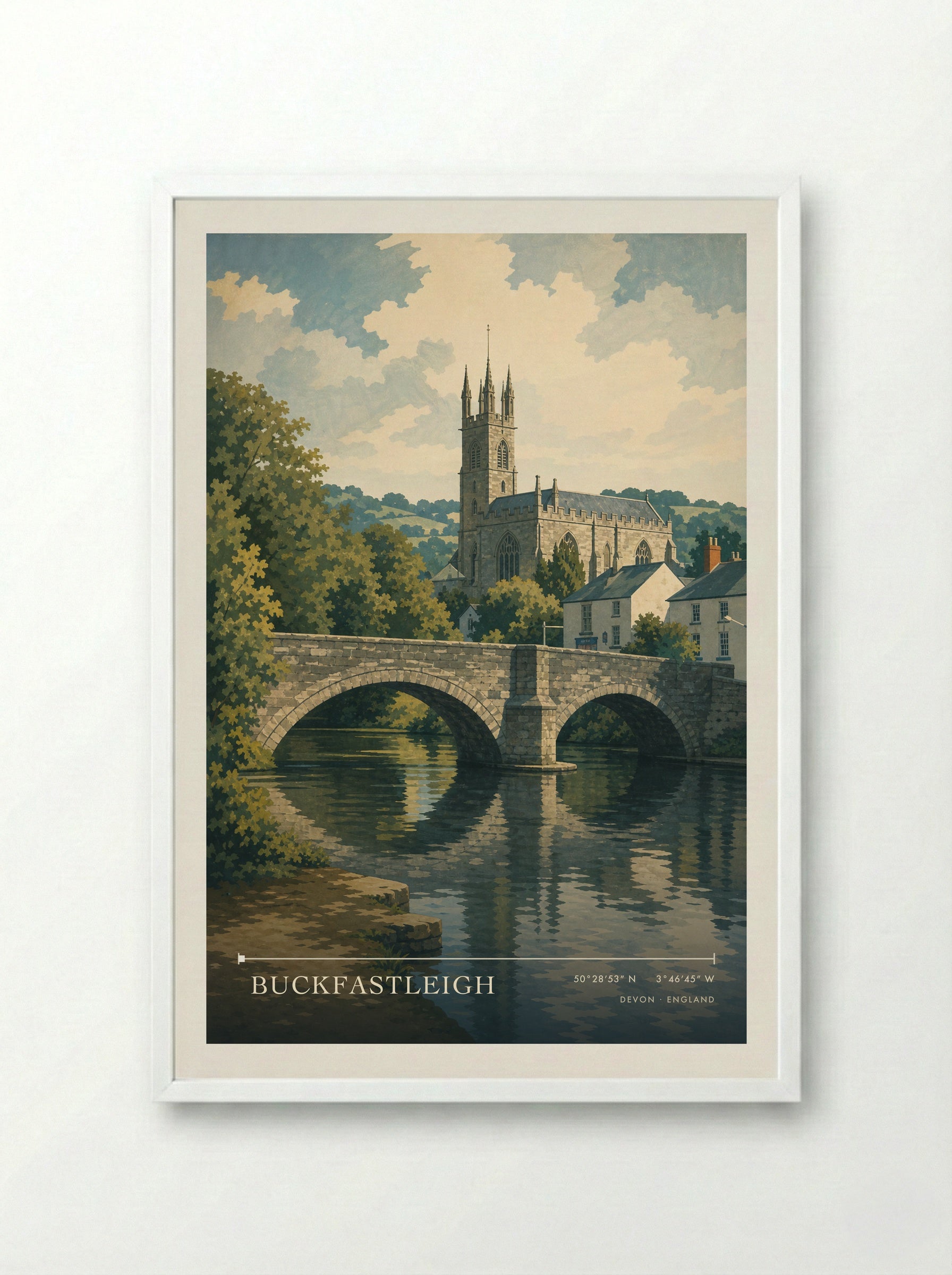 Buckfastleigh Devon England Travel Poster - Framed Print White