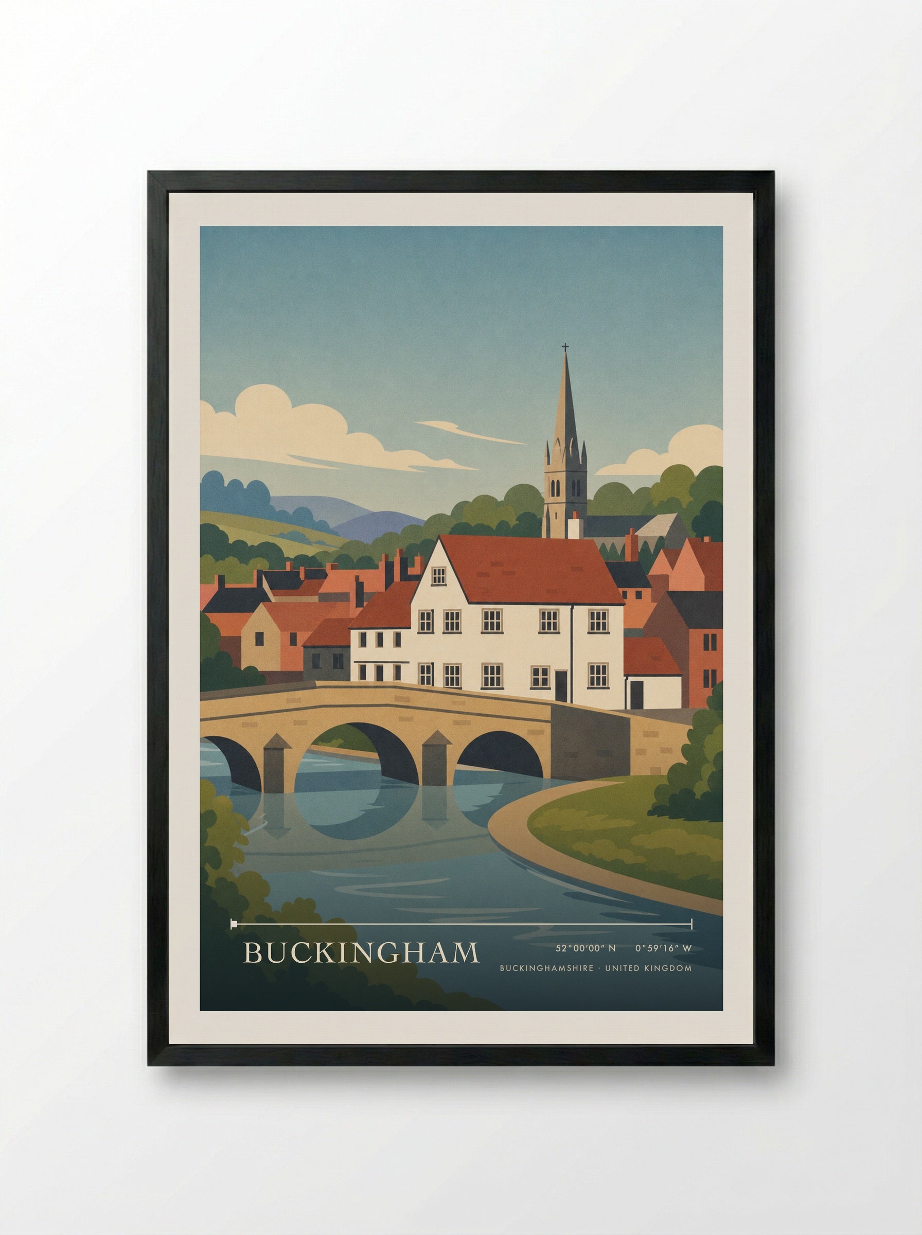 Buckingham Buckinghamshire United Kingdom Travel Poster - Framed Print Black