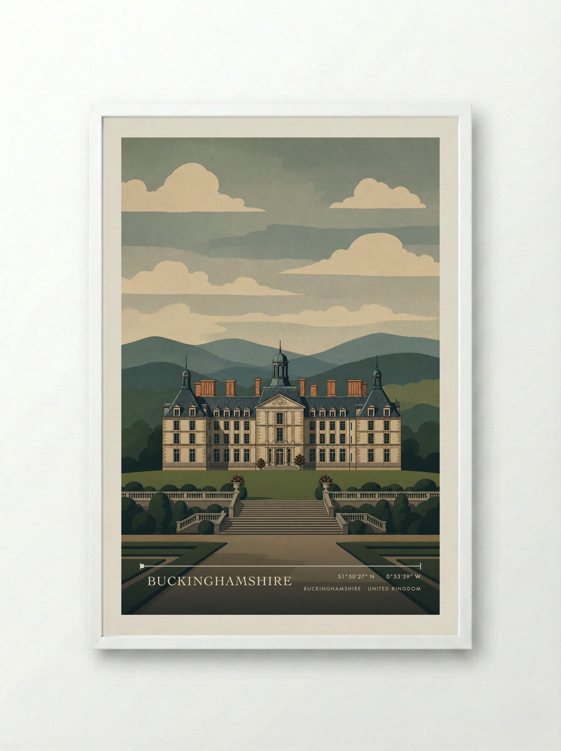 Buckinghamshire United Kingdom Travel Poster - Framed Print White