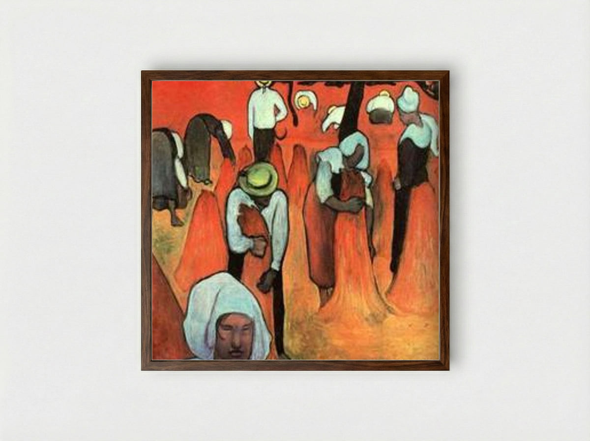 Buckwheat Harvesters at Pont-Aven - Émile Bernard - Framed Print Dark Wood