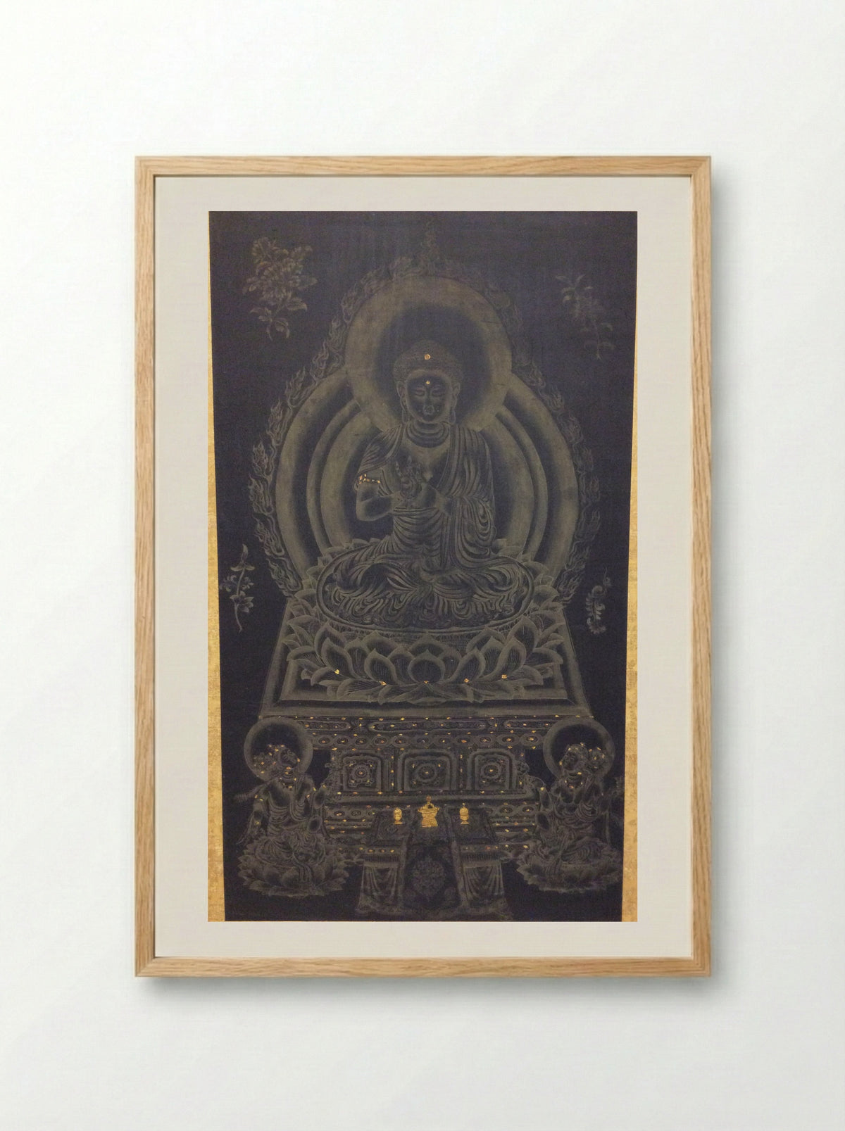 Buddha Seated on Lotus Throne - Jiang Jun - Framed Print Wood