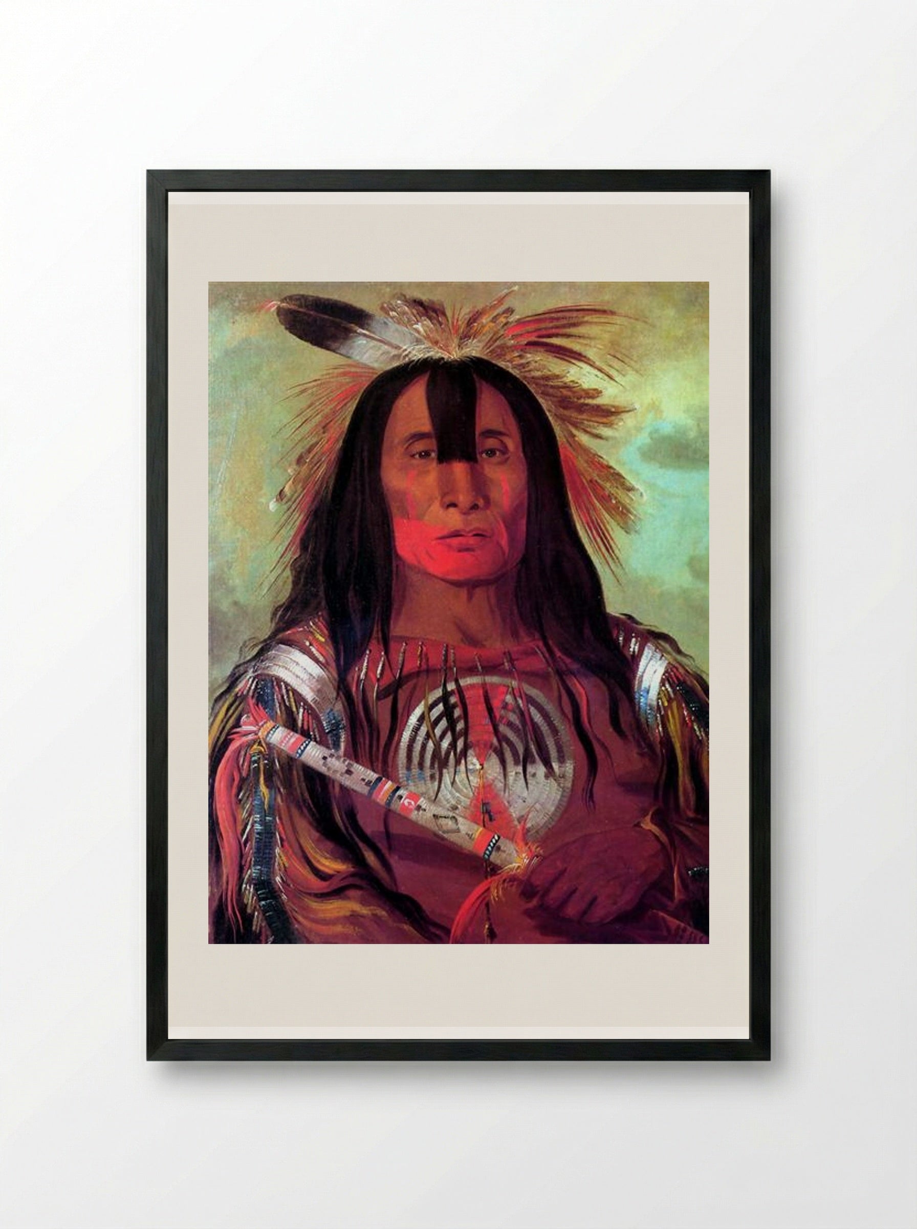 Buffalo Bull's Back Fat (Stu-mick-o-súcks), Head Chief of the Blood Tribe - George Catlin - Framed Print Black