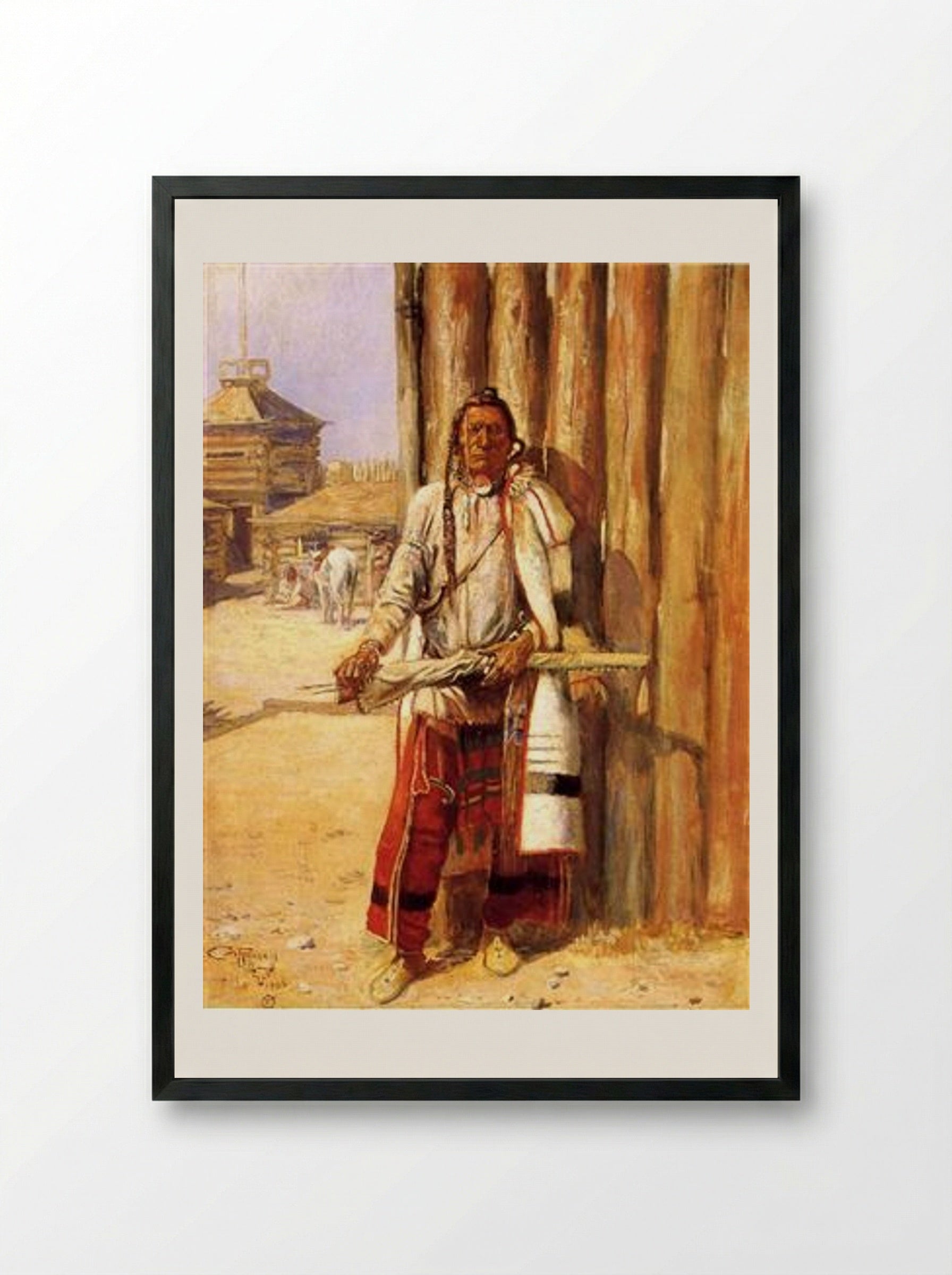 Buffalo Coat - Charles M. Russell - Framed Print Black