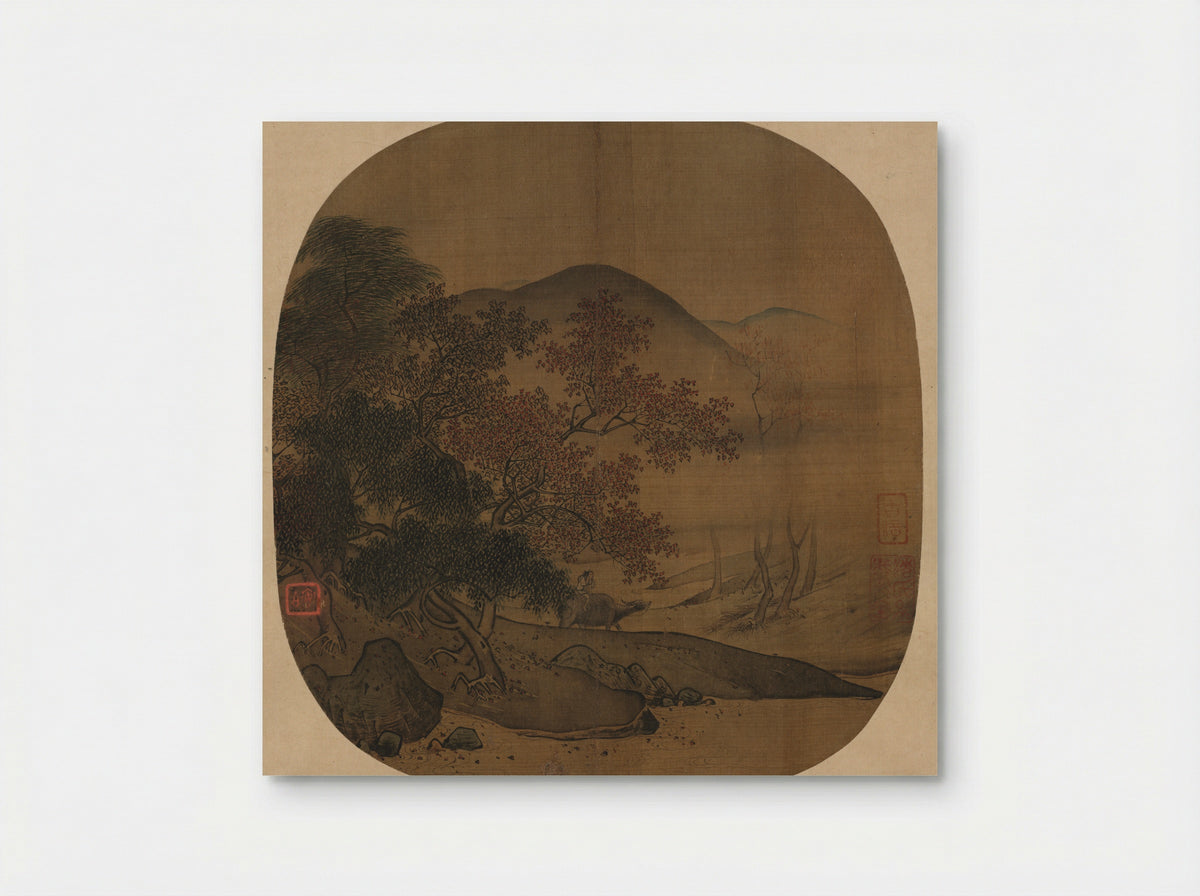 Buffalo and Boy in Autumnal Landscape - Yan Ciping - Poster
