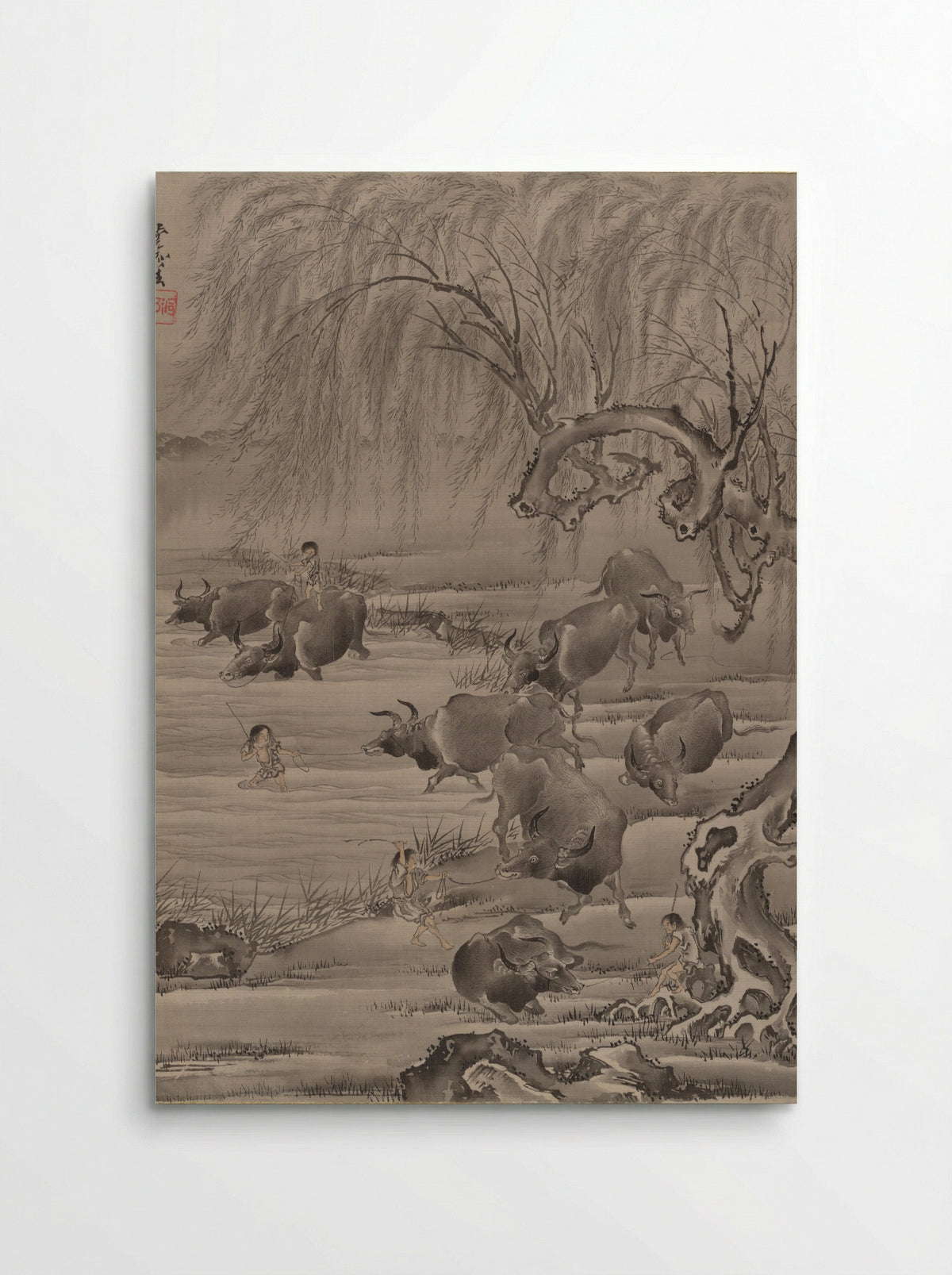 Buffalo and Herdsman - Kawanabe Kyōsai - Poster