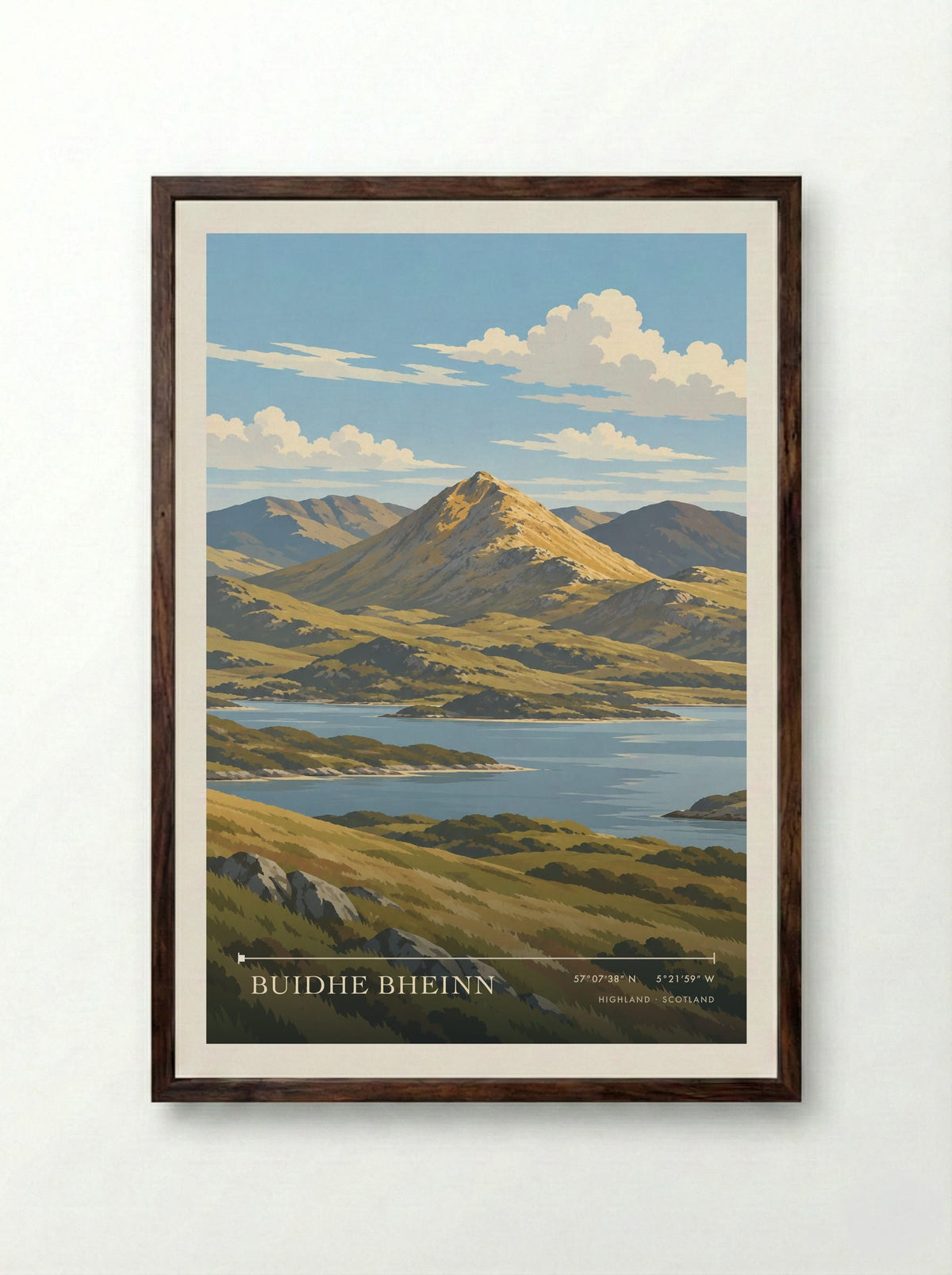 Buidhe Bheinn, Highland | Travel Poster - Framed Print Dark Wood