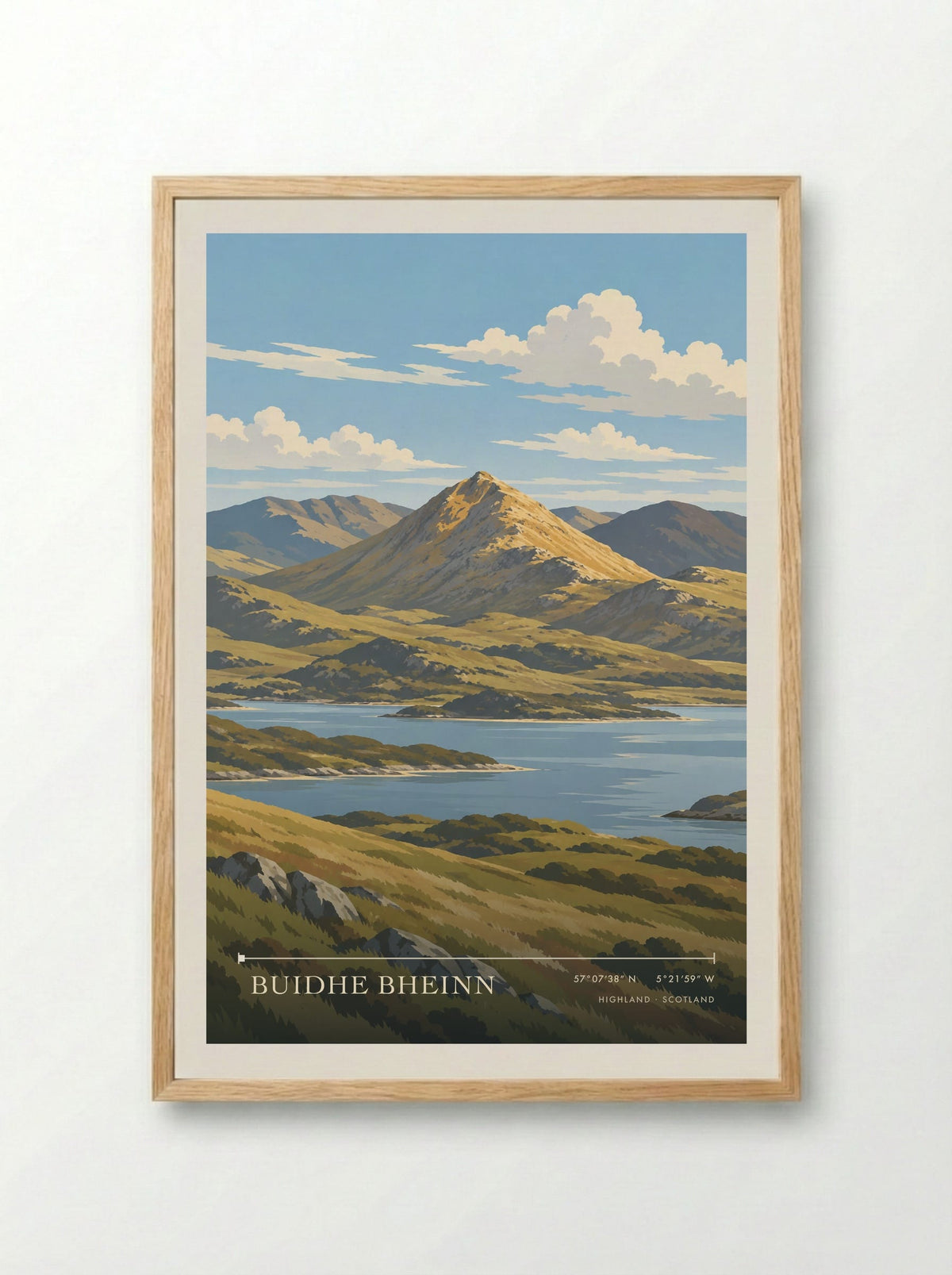 Buidhe Bheinn, Highland | Travel Poster - Framed Print Wood