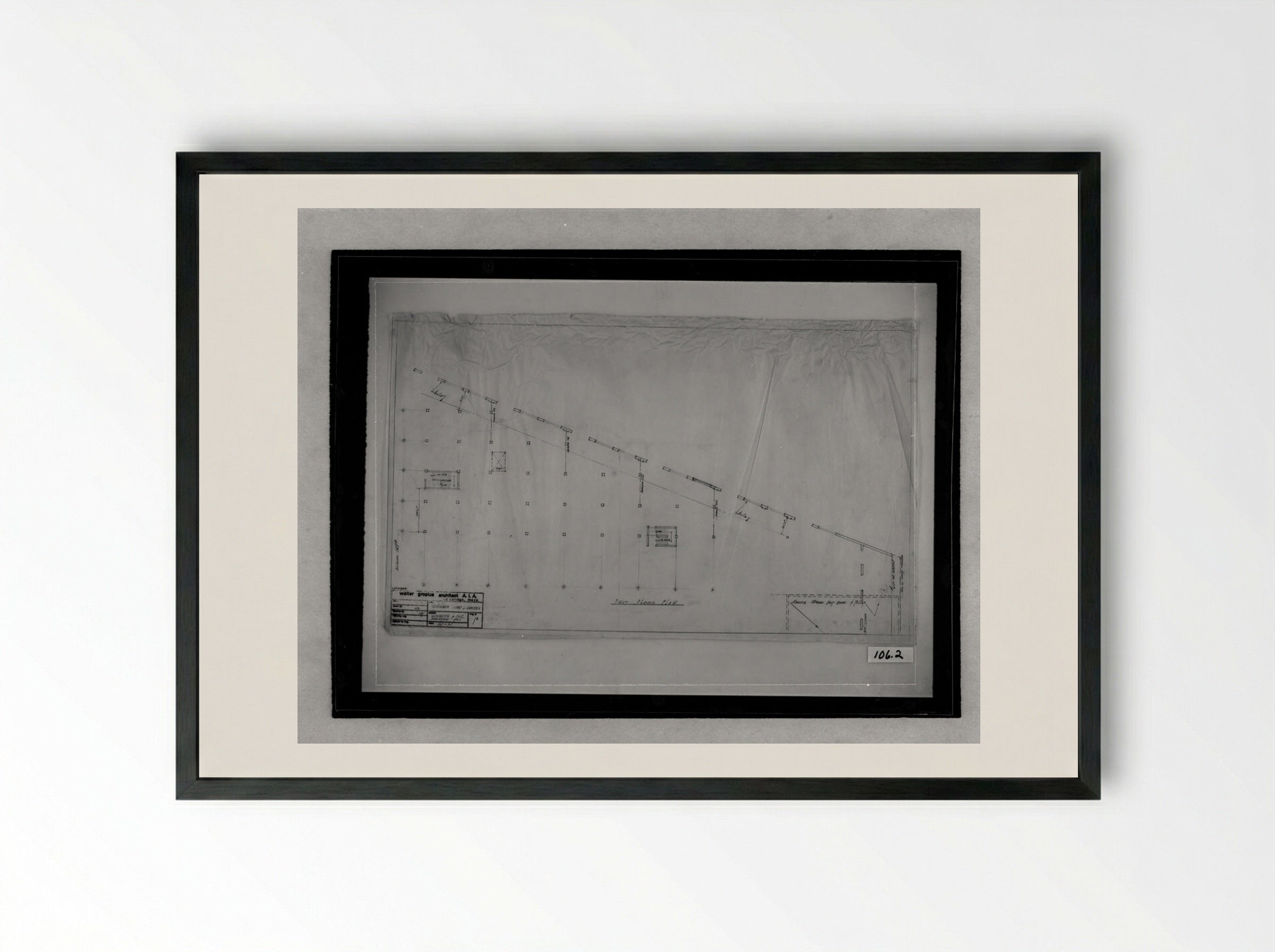 Building Addition and Alterations, Philadelphia: Ground Floor Plan - Walter Gropius - Framed Print Black