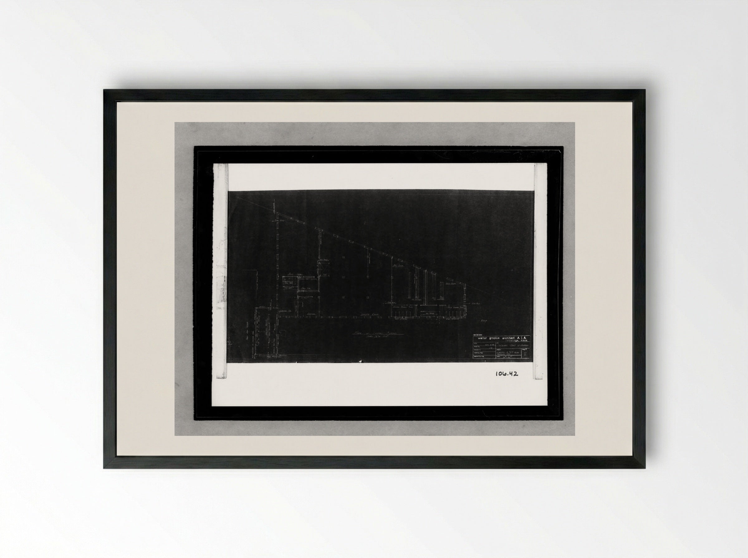Building Addition and Alterations, Philadelphia: Second Floor Plan - Walter Gropius - Framed Print Black