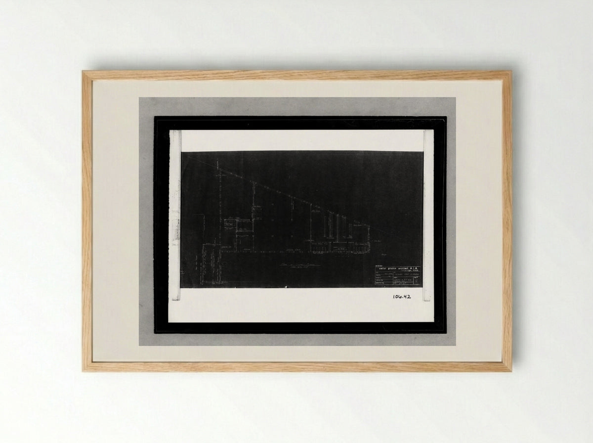 Building Addition and Alterations, Philadelphia: Second Floor Plan - Walter Gropius - Framed Print Wood
