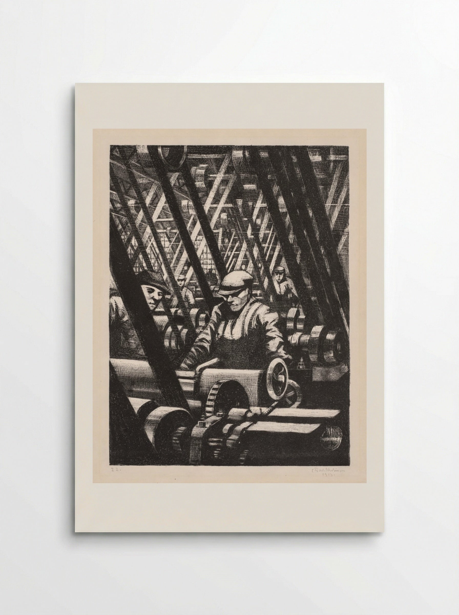 Building Aircraft: Making the Engine - Christopher Nevinson - Poster