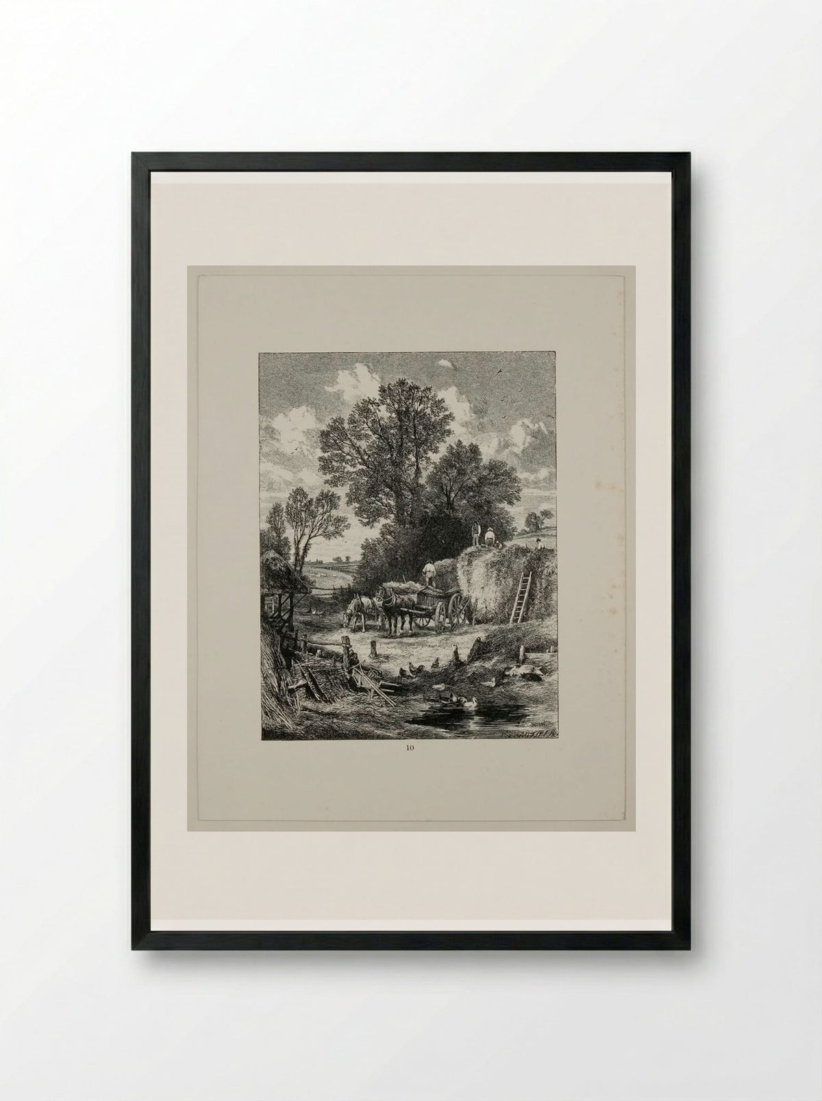 Building the Hay-rick - Edward Dalziel - Framed Print Black
