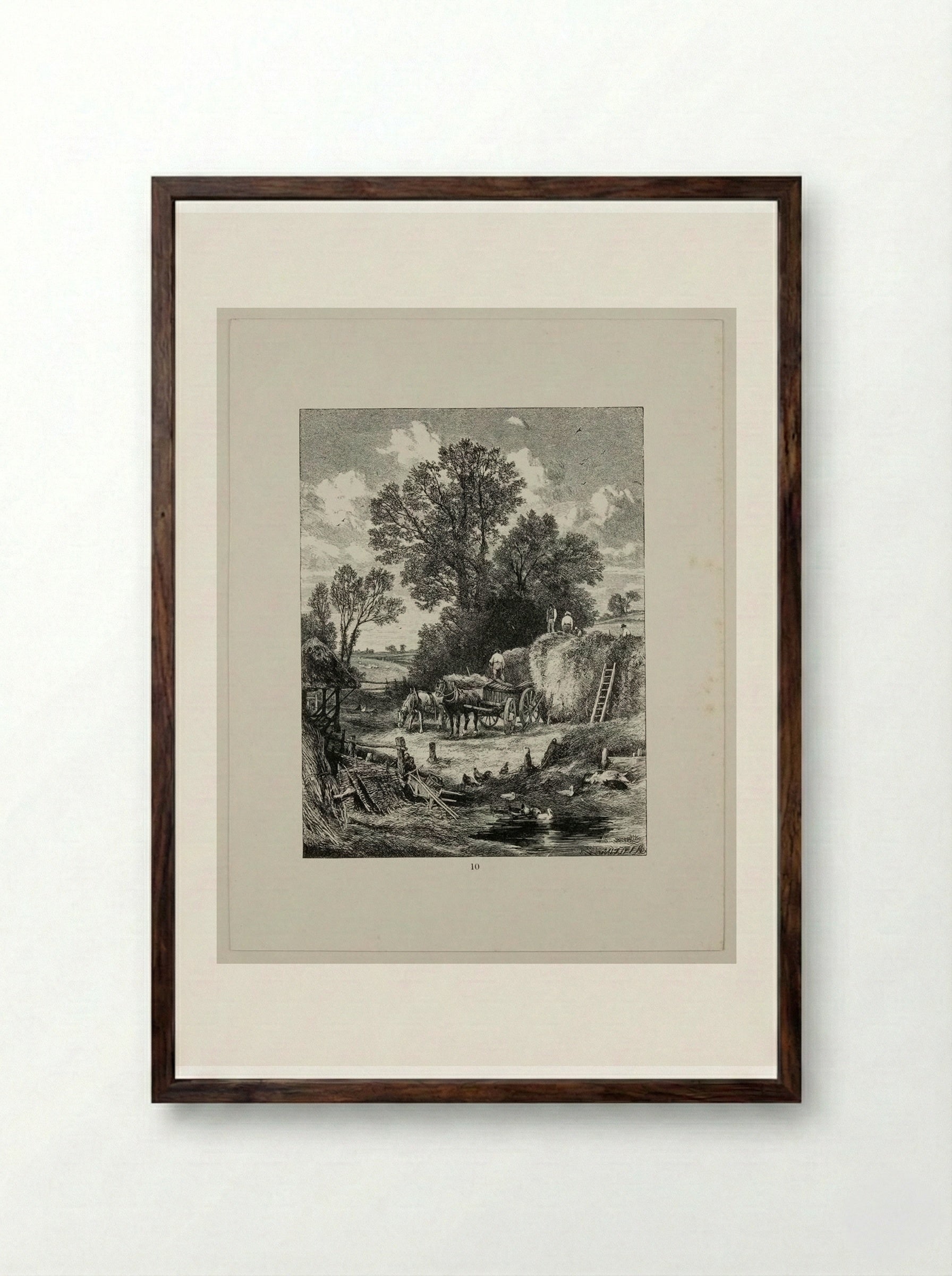 Building the Hay-rick - Edward Dalziel - Framed Print Dark Wood