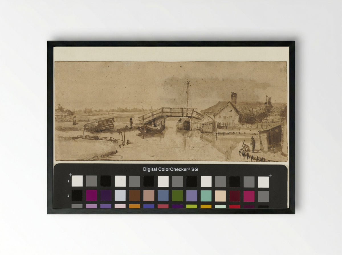 Buiten het Zaagmolenpoortje te Amsterdam - Abraham van Dijck - Framed Print Black