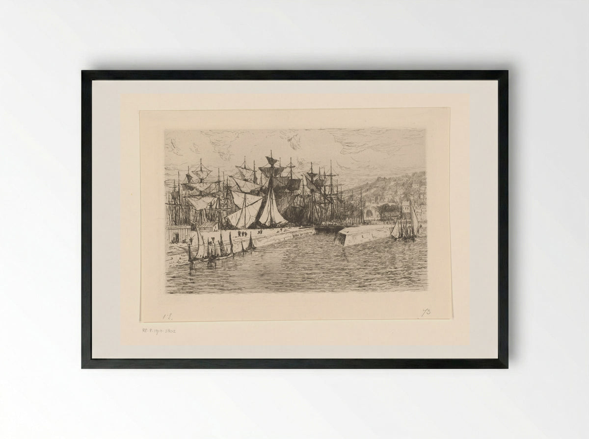 Buitenhaven en dokken in Honfleur - Carel Nicolaas Storm van 's-Gravesande - Framed Print Black