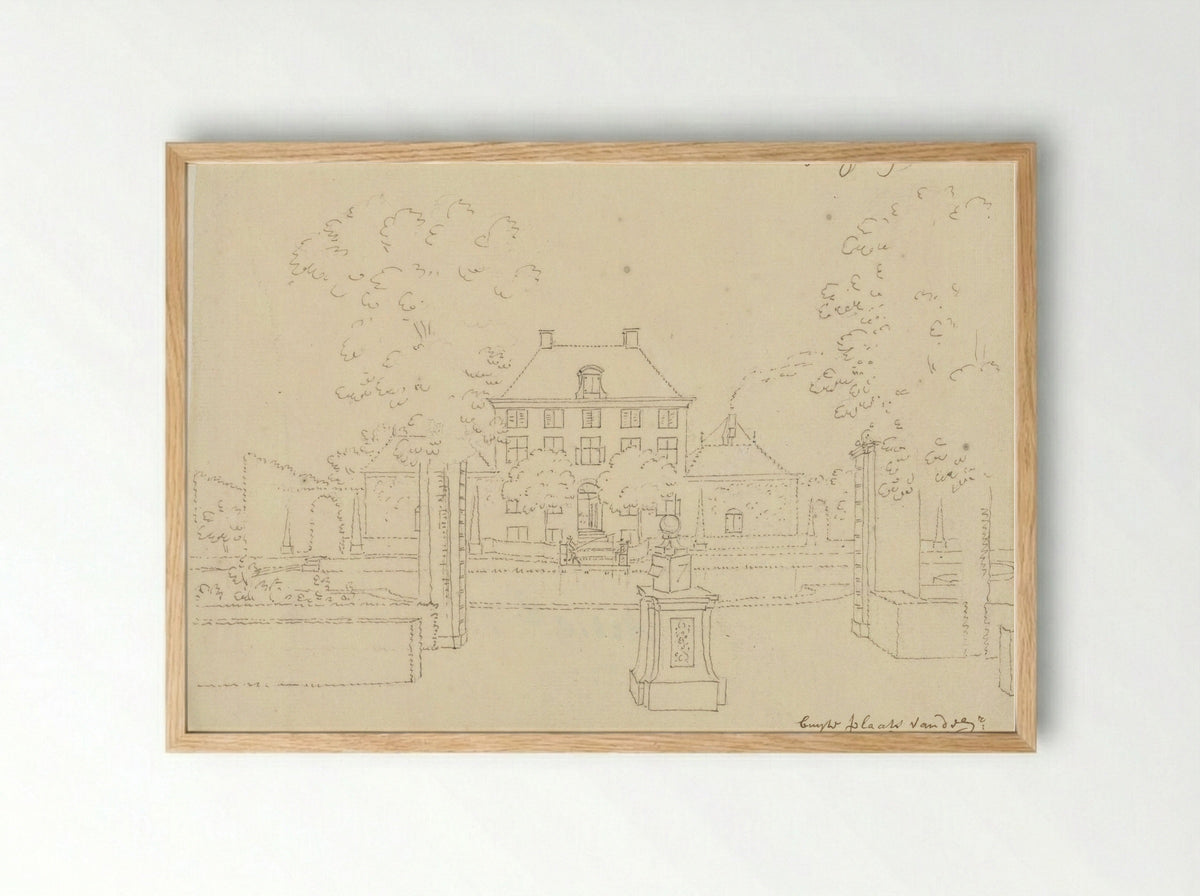 Buitenplaats van Gerard van Loon, achteraanzicht met tuin - Cornelis Pronk - Framed Print Wood