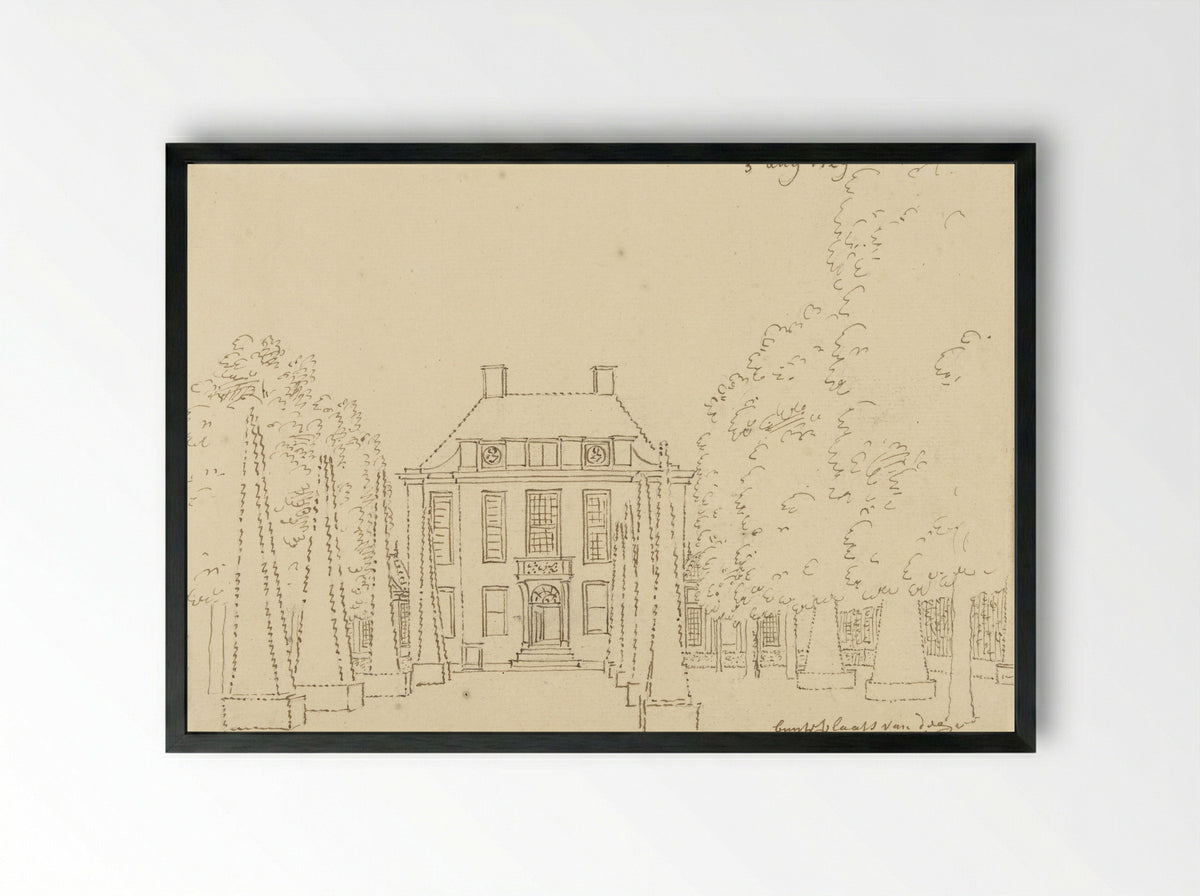 Buitenplaats van Gerard van Loon; vooraanzicht - Cornelis Pronk - Framed Print Black
