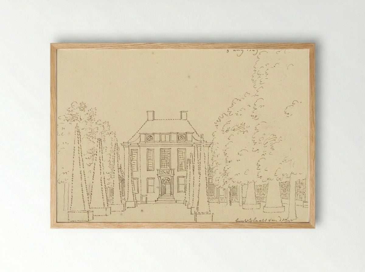 Buitenplaats van Gerard van Loon; vooraanzicht - Cornelis Pronk - Framed Print Wood