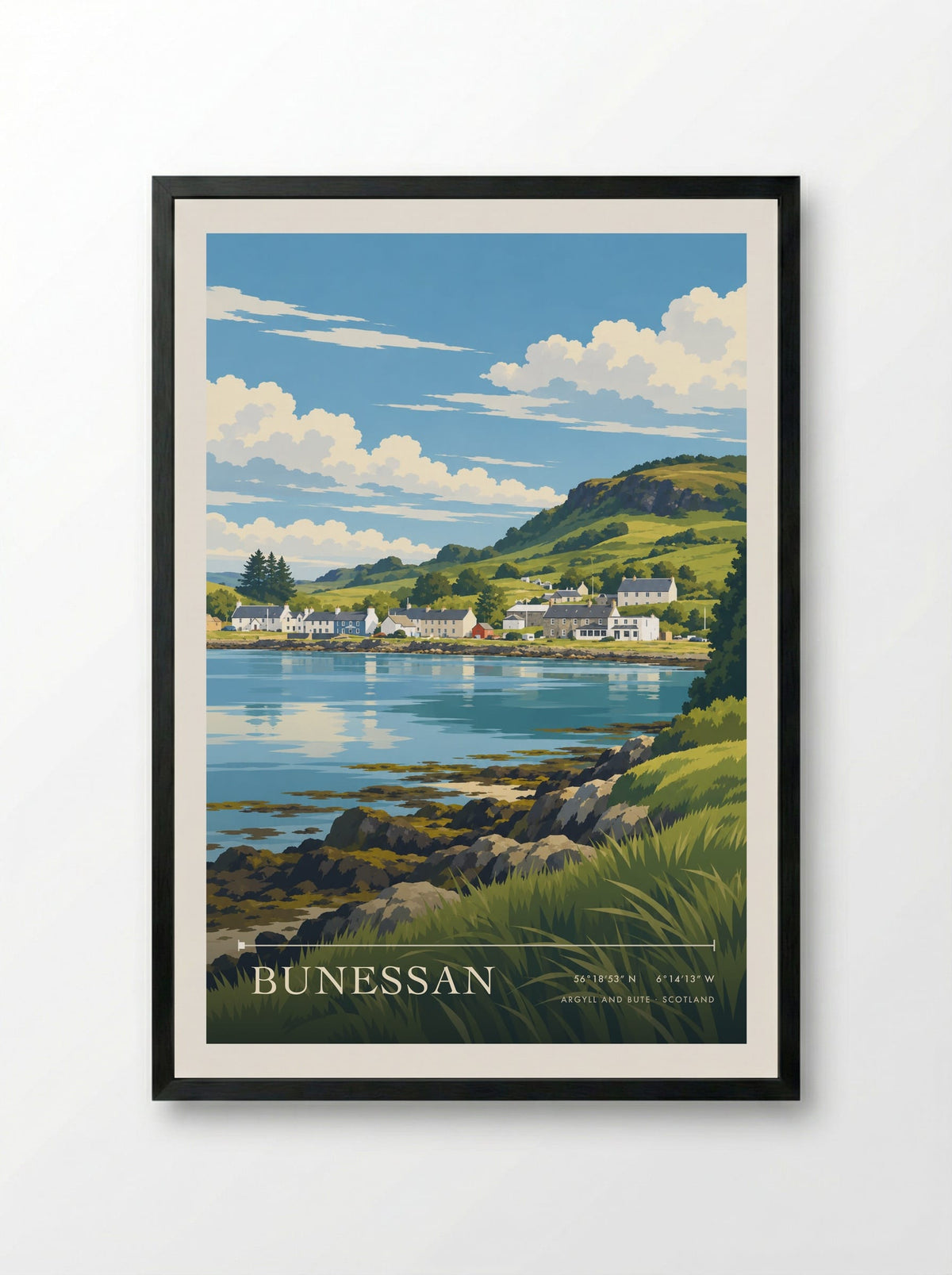 Bunessan, Argyll and Bute | Travel Poster - Framed Print Black