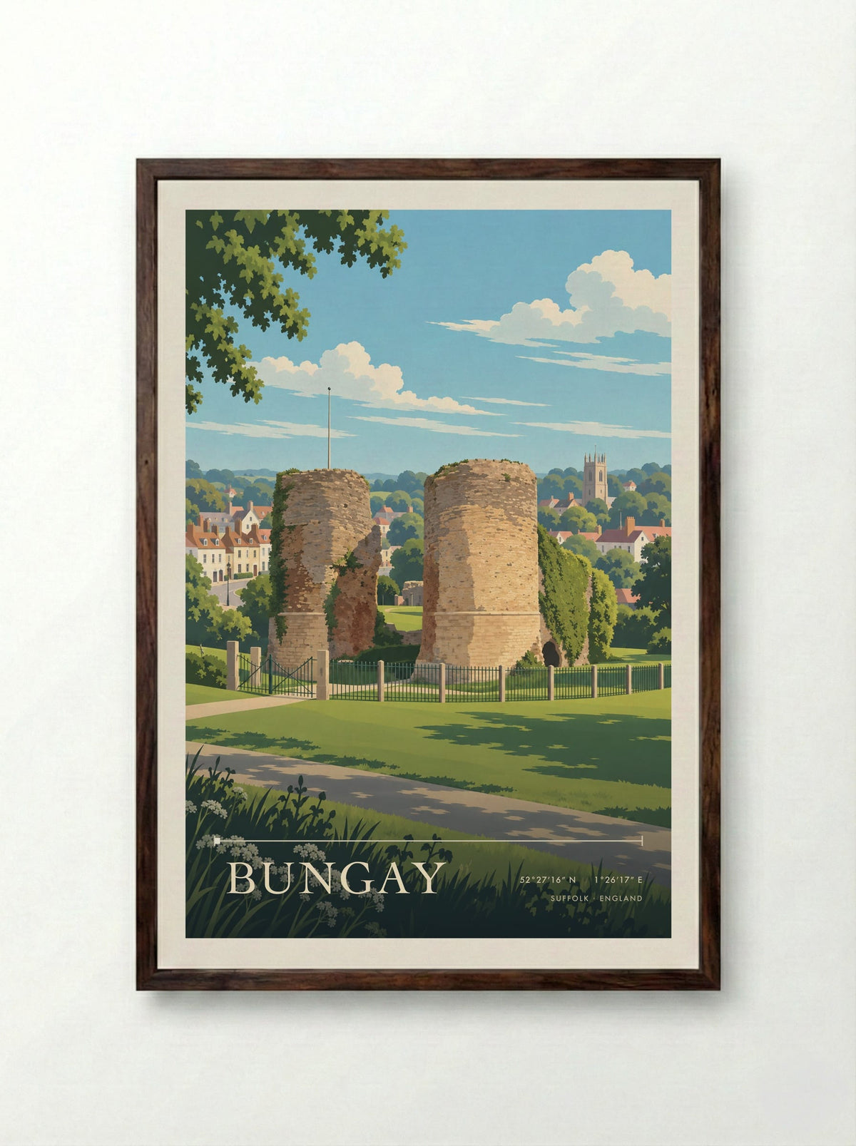 Bungay, Suffolk | Travel Poster - Framed Print Dark Wood