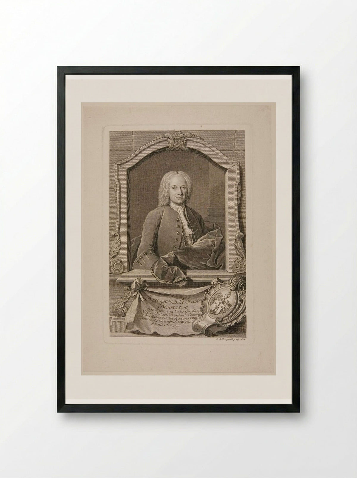 Burckhardt Lebrecht Behrisch - Johann Martin Bernigeroth - Framed Print Black