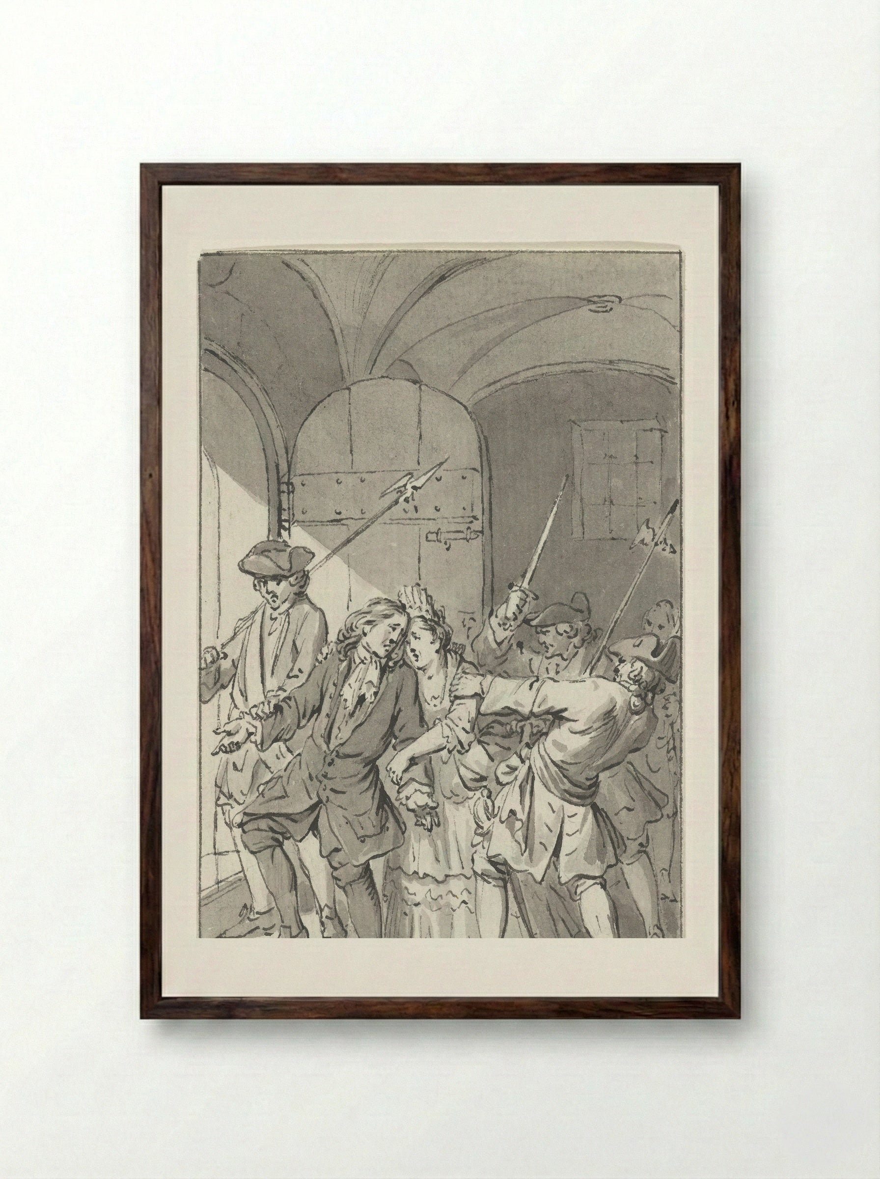 Burgemeester Westerwijk te Goes uit de gevangenis geleid, 1692 - Jacobus Buys - Framed Print Dark Wood