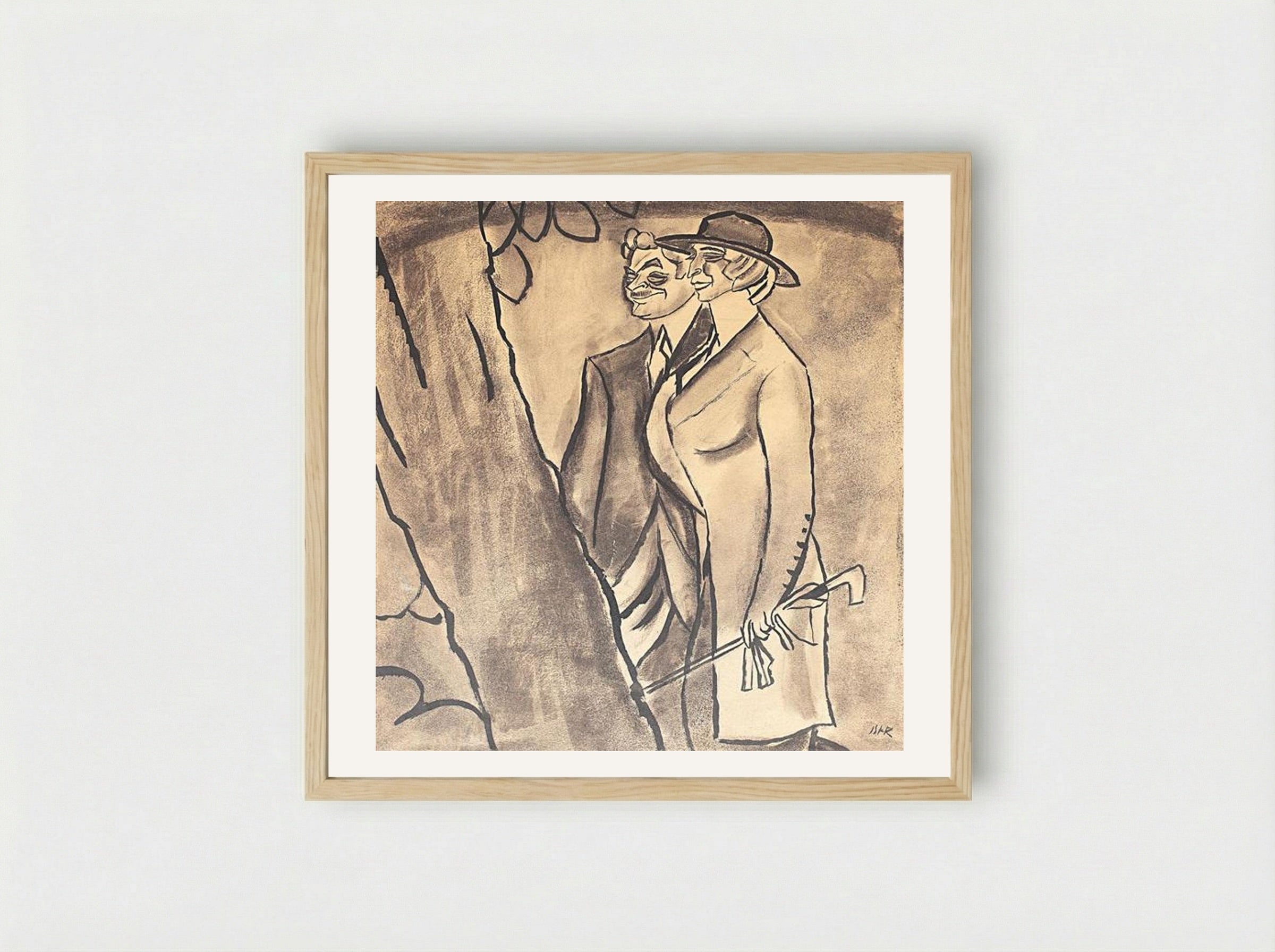 Burghezi la promenadă (Maria Filotti și Nicolae Soreanu) - Iosif Iser - Framed Print Wood