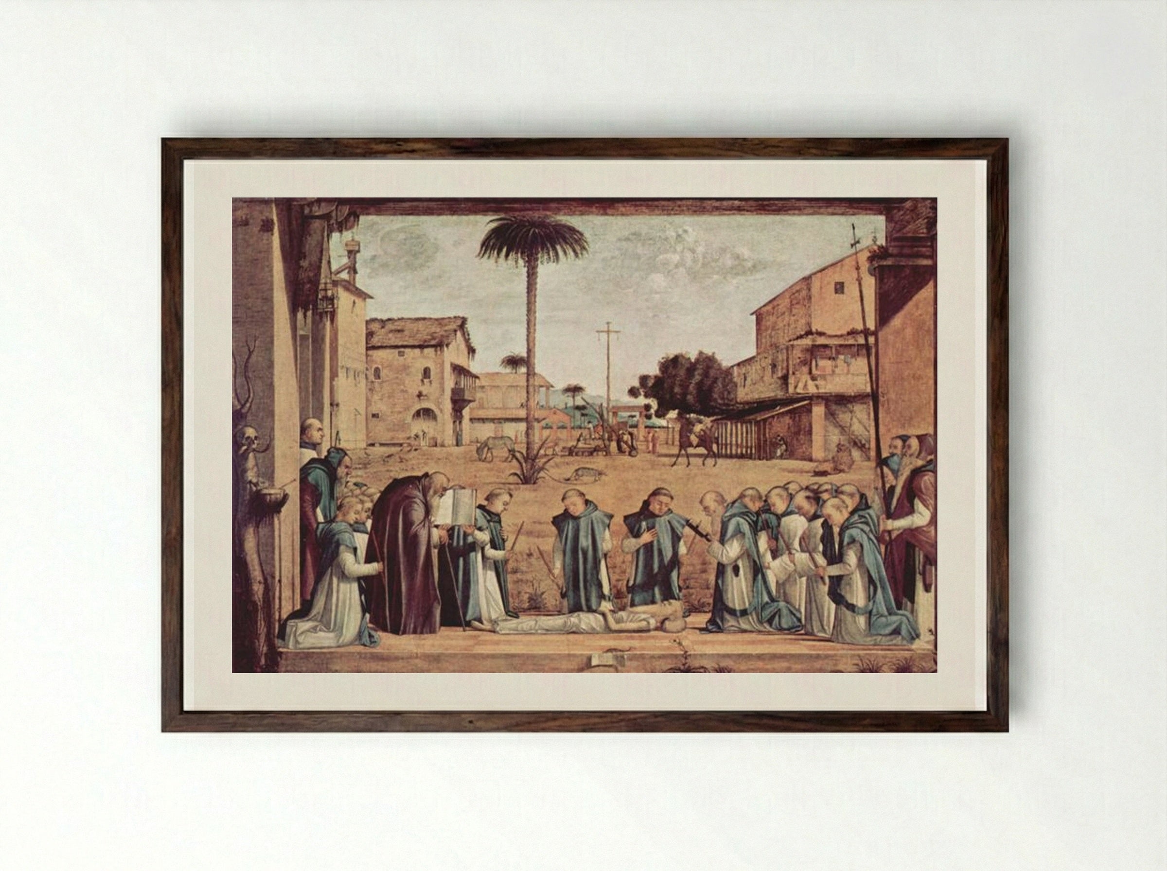 Burial of St. Jerome - Vittore Carpaccio - Framed Print Dark Wood