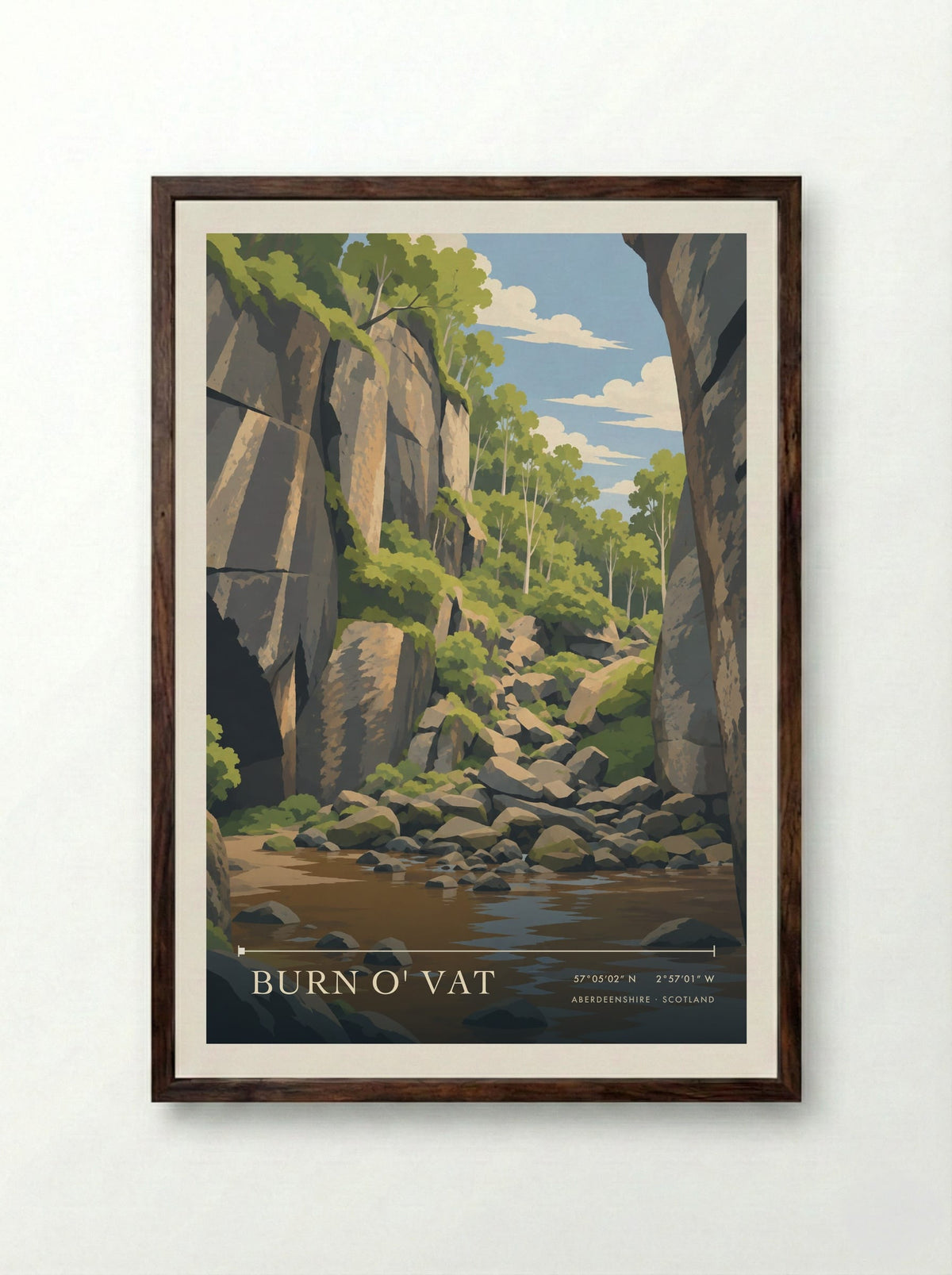 Burn o' Vat, Aberdeenshire | Travel Poster - Framed Print Dark Wood