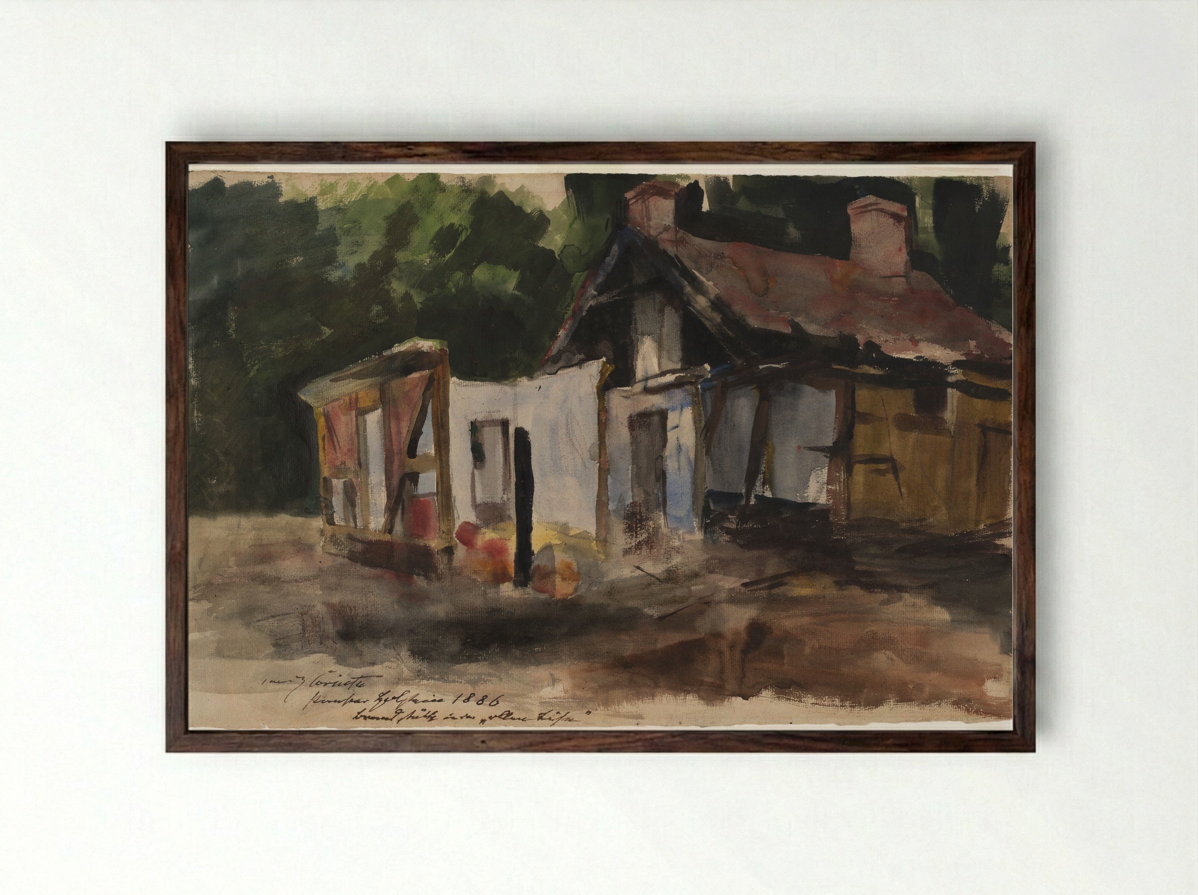 Burned-out Building in Holstein - Lovis Corinth - Framed Print Dark Wood