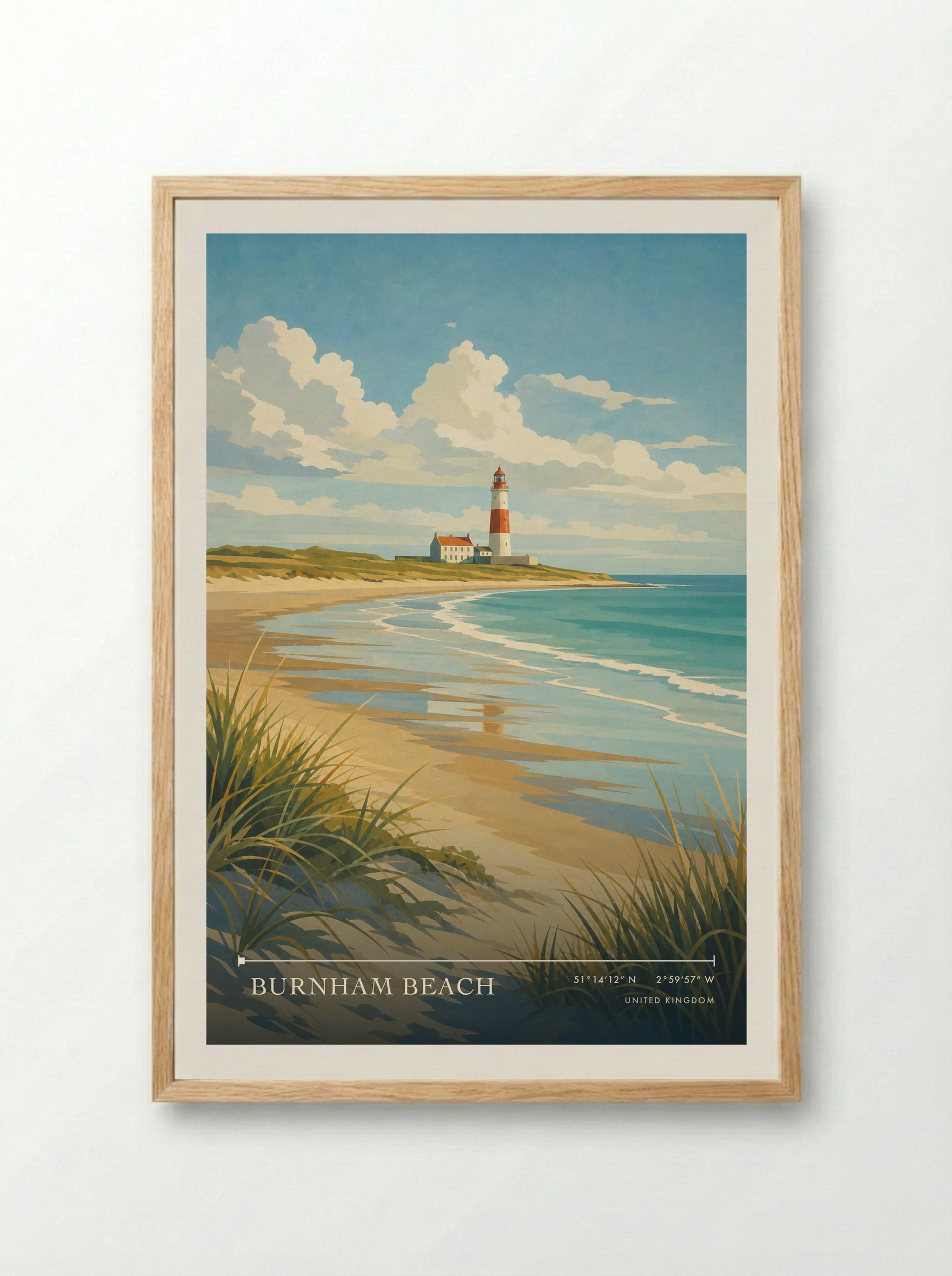 Burnham Beach United Kingdom Travel Poster - Framed Print Wood