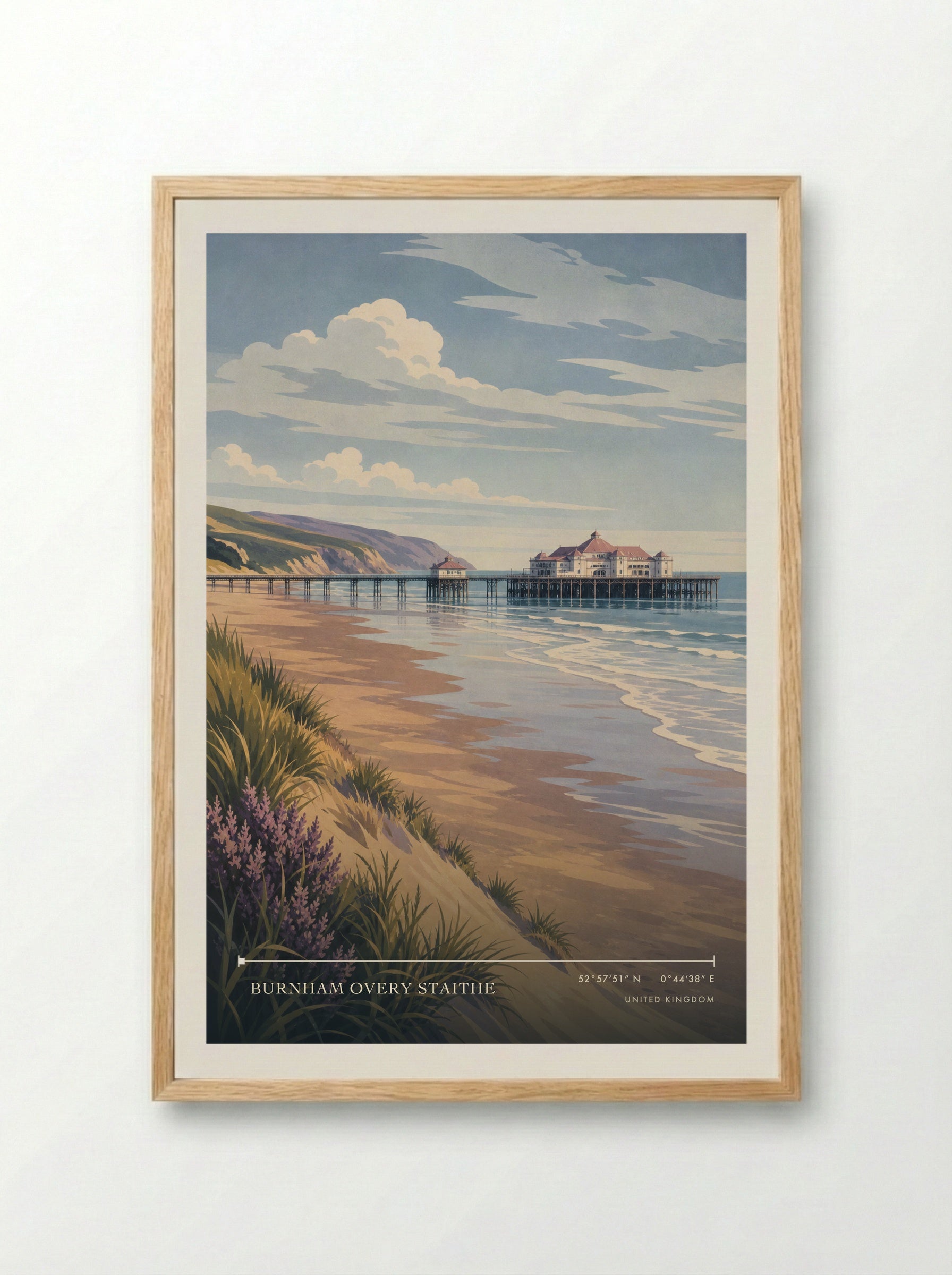 Burnham Overy Staithe United Kingdom Travel Poster - Framed Print Wood