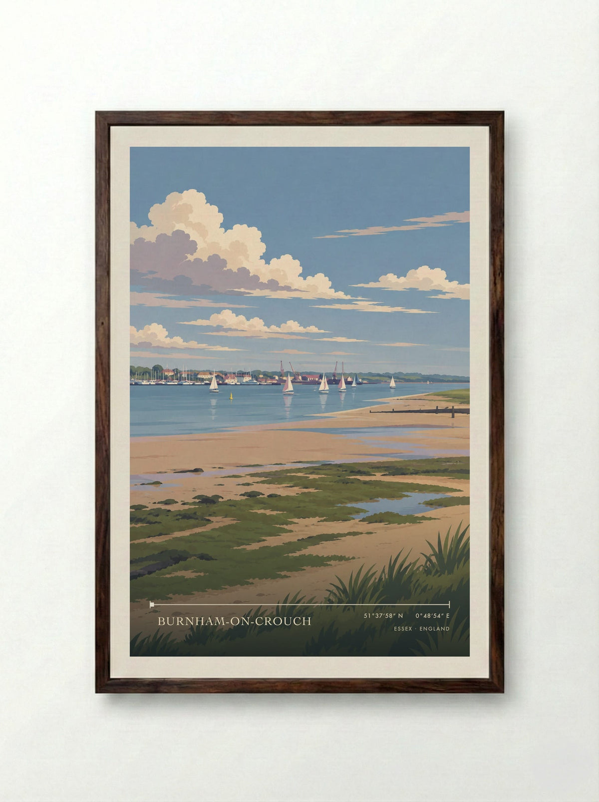 Burnham-on-Crouch, Essex | Travel Poster - Framed Print Dark Wood