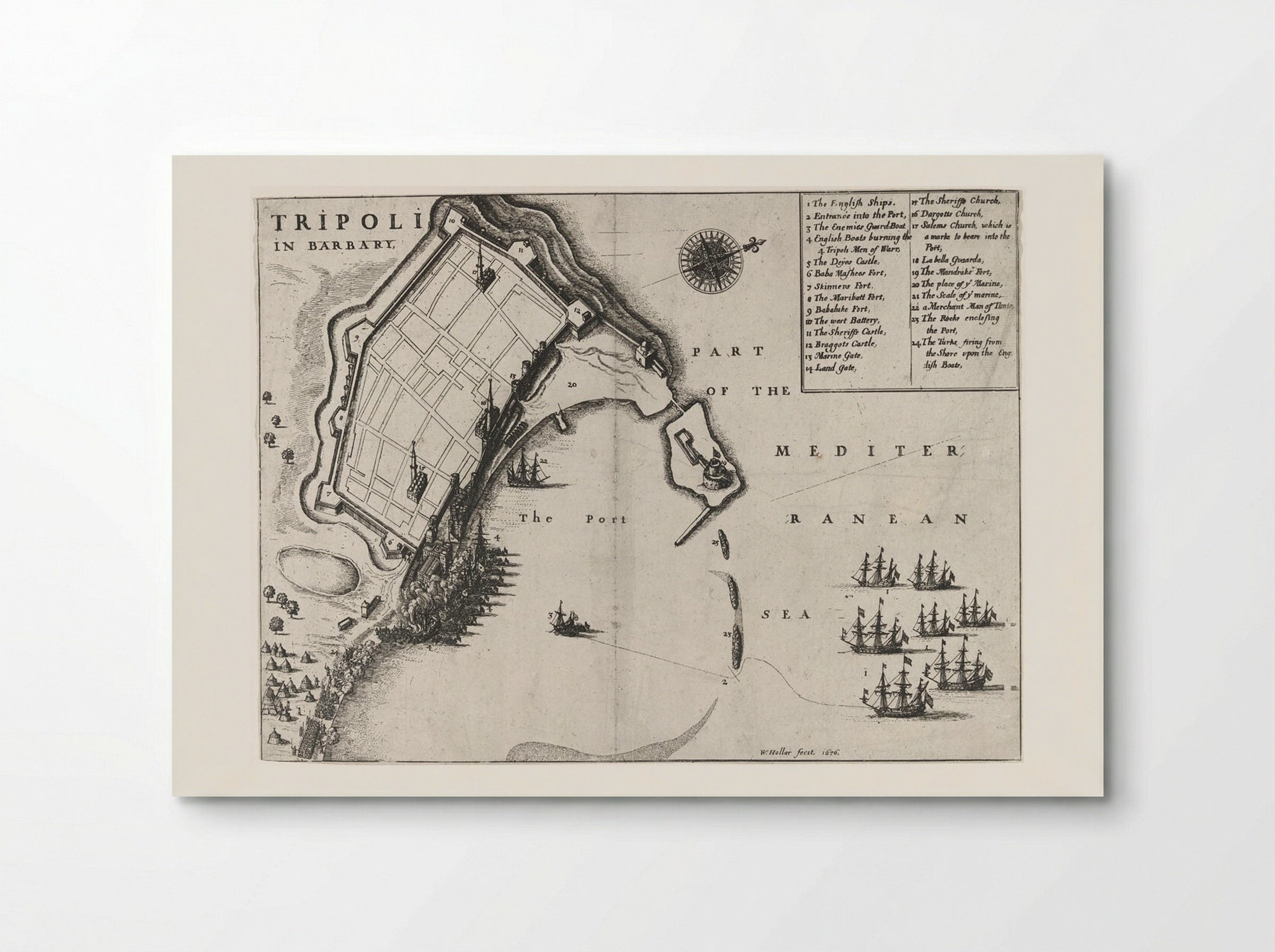 Burning of the Port of Tripoli - Wenceslaus Hollar - Poster
