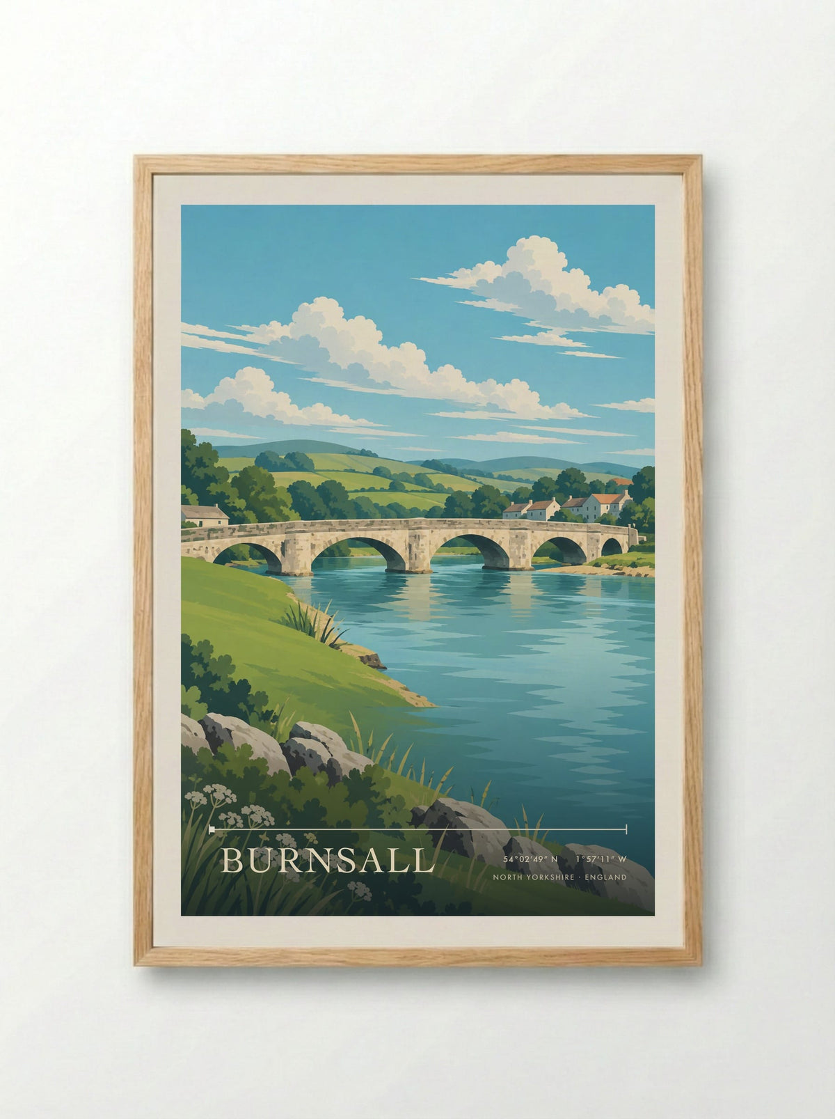 Burnsall, North Yorkshire | Travel Poster - Framed Print Wood