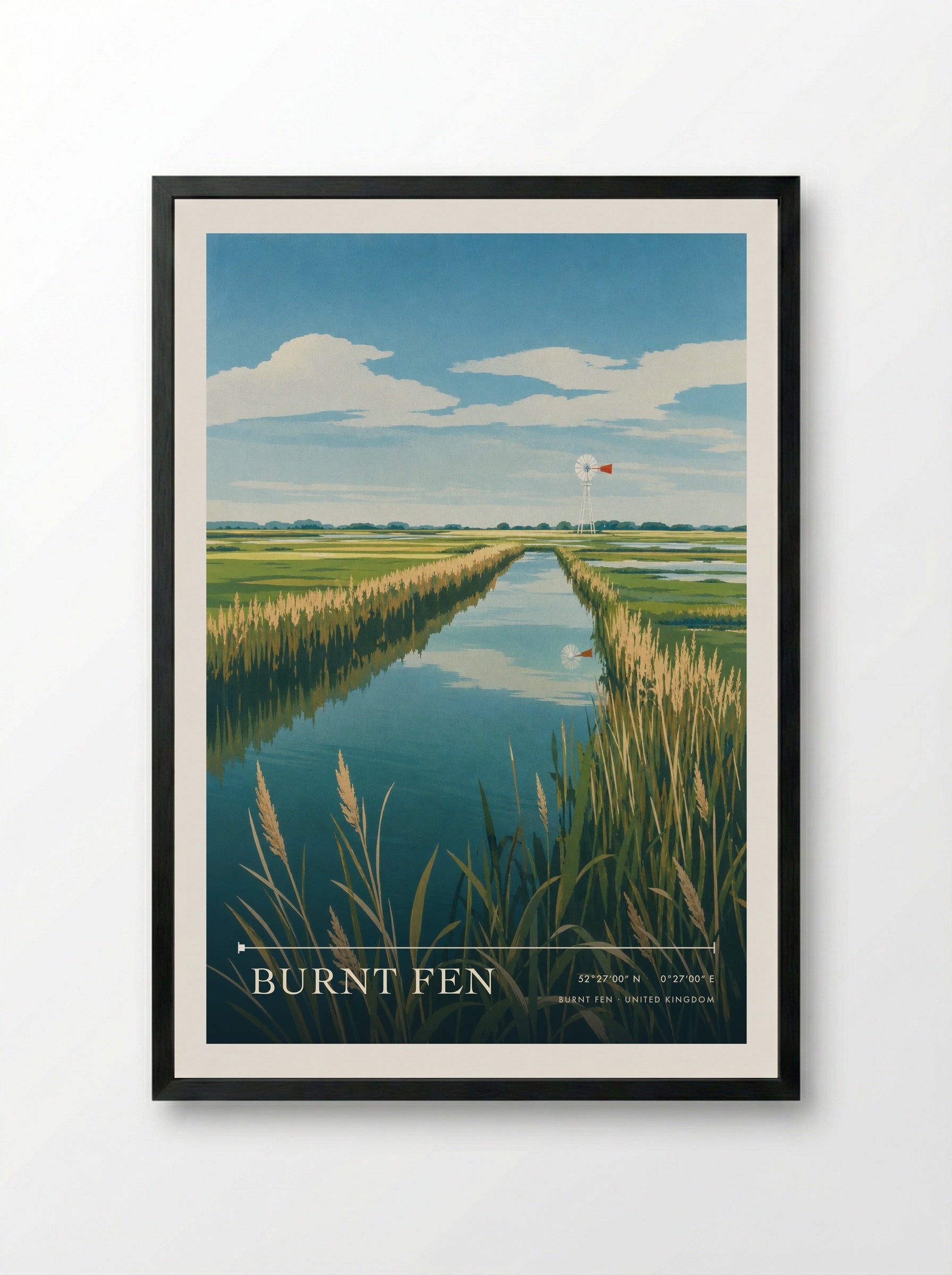 Burnt Fen United Kingdom Travel Poster - Framed Print Black