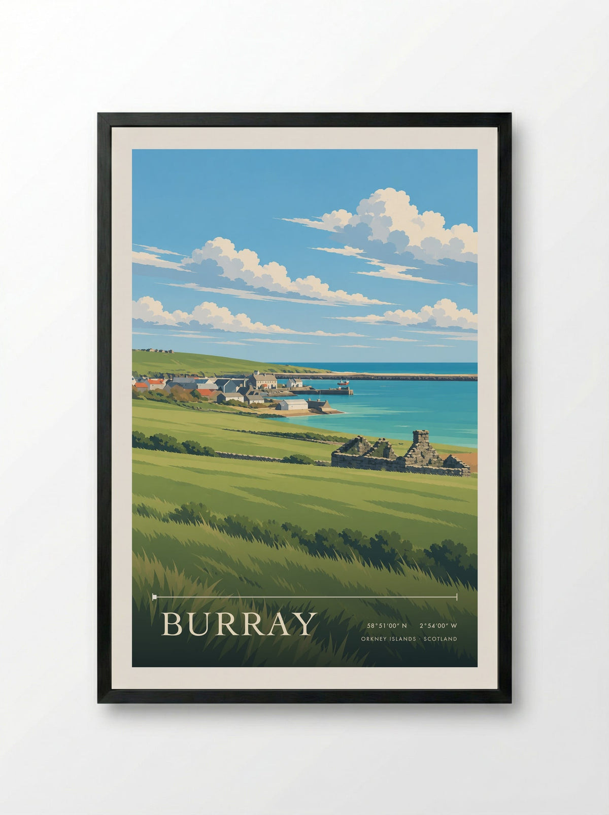Burray, Orkney Islands | Travel Poster - Framed Print Black