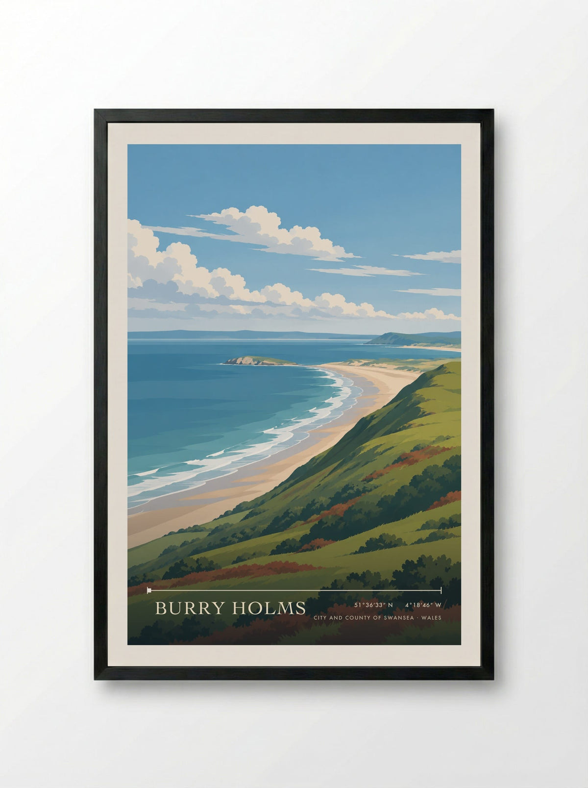 Burry Holms, City and County of Swansea | Travel Poster - Framed Print Black