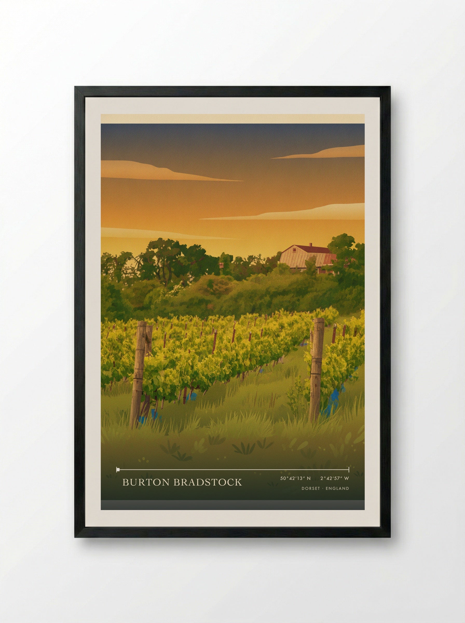 Burton Bradstock Dorset England Travel Poster - Framed Print Black