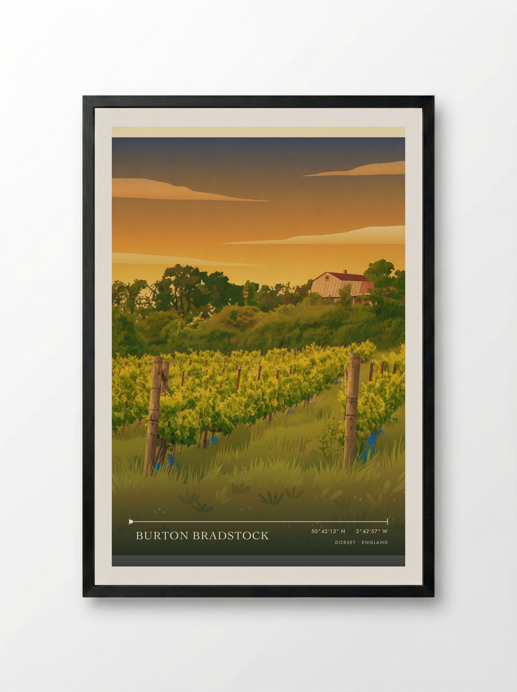 Burton Bradstock Dorset England Travel Poster - Framed Print Black