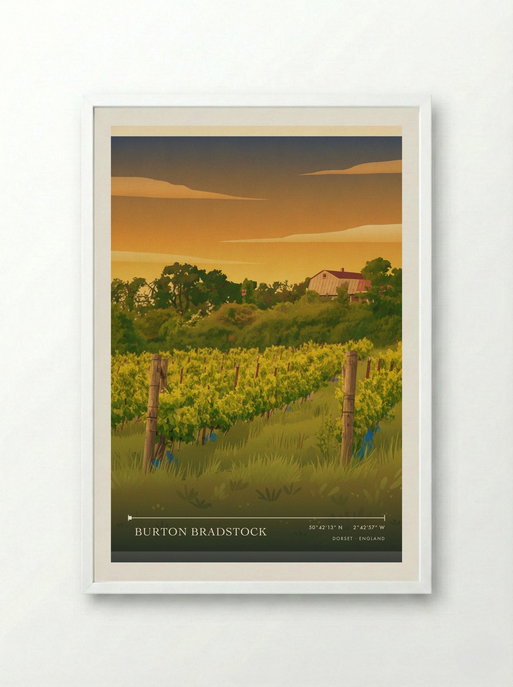 Burton Bradstock Dorset England Travel Poster - Framed Print White