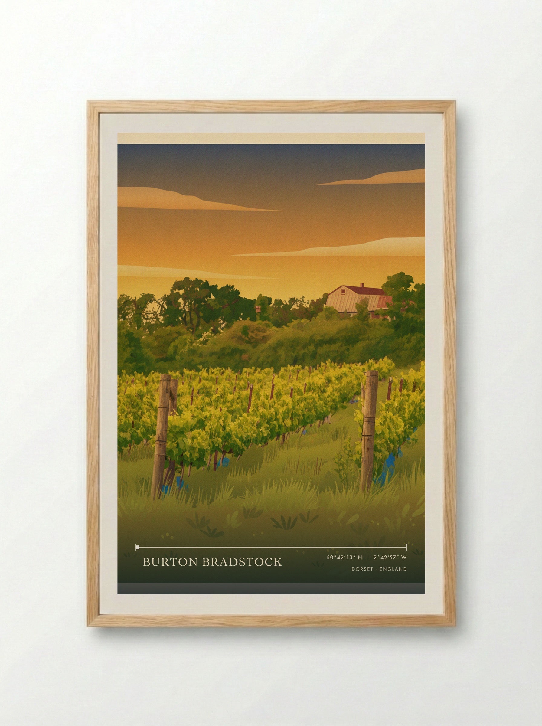 Burton Bradstock Dorset England Travel Poster - Framed Print Wood