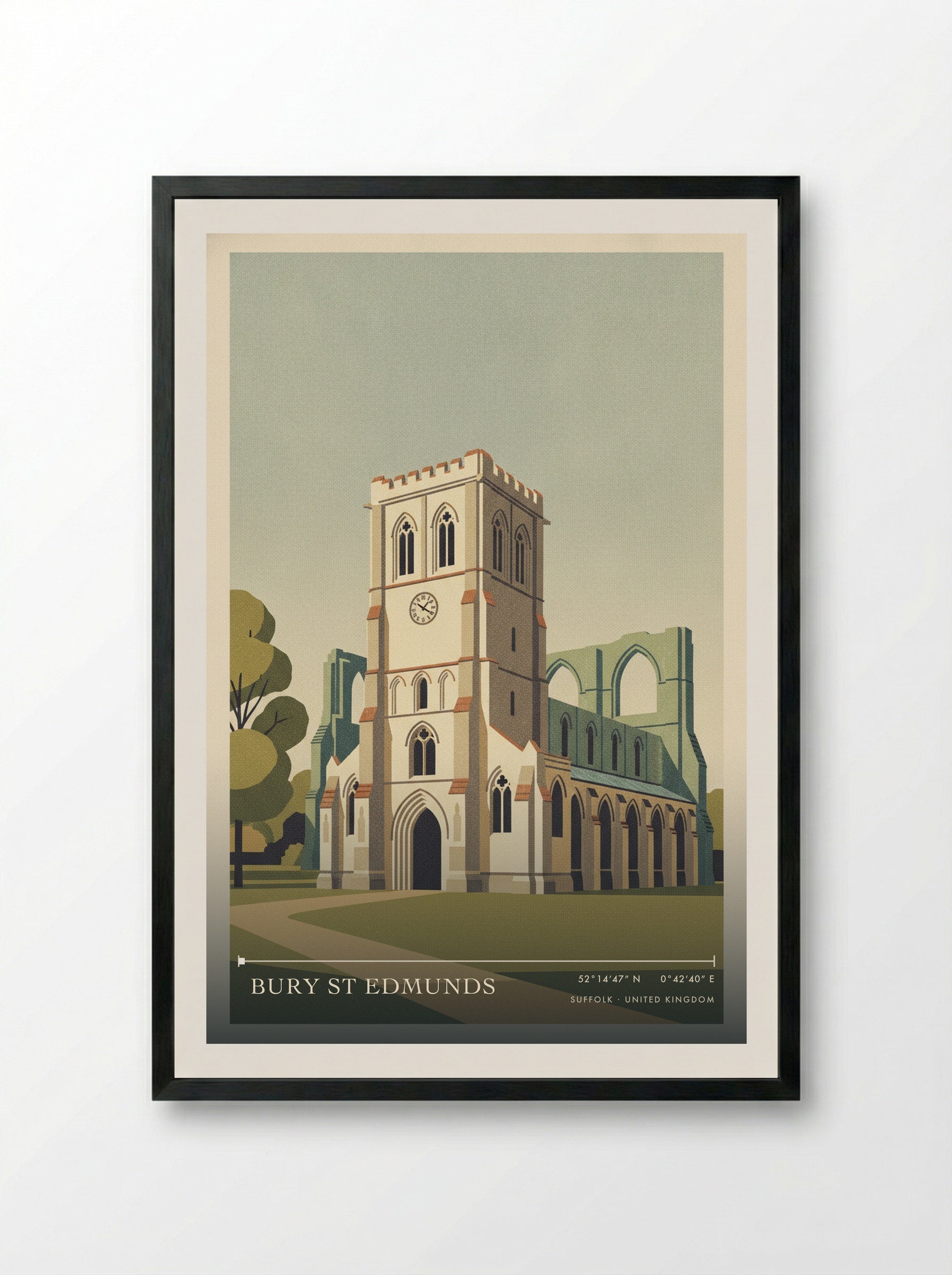 Bury St Edmunds Suffolk United Kingdom Travel Poster - Framed Print Black