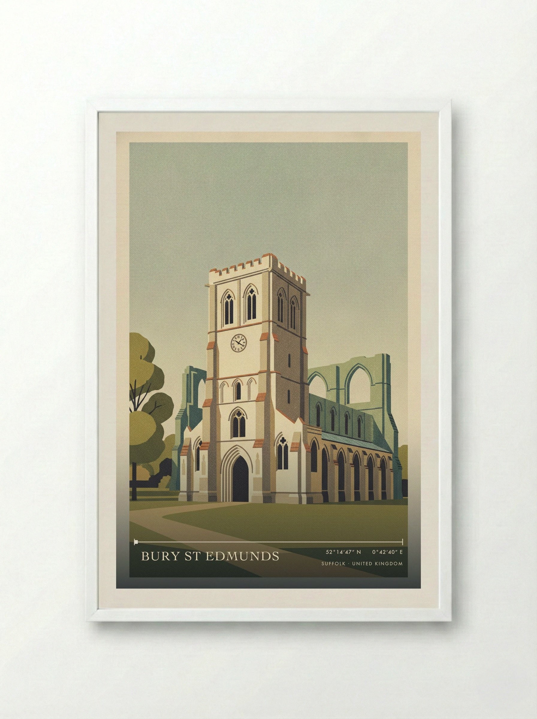 Bury St Edmunds Suffolk United Kingdom Travel Poster - Framed Print White