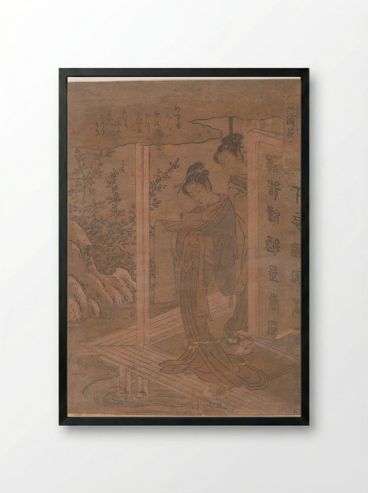 Bush Clover in Province of Omi - Isoda Koryūsai - Framed Print Black