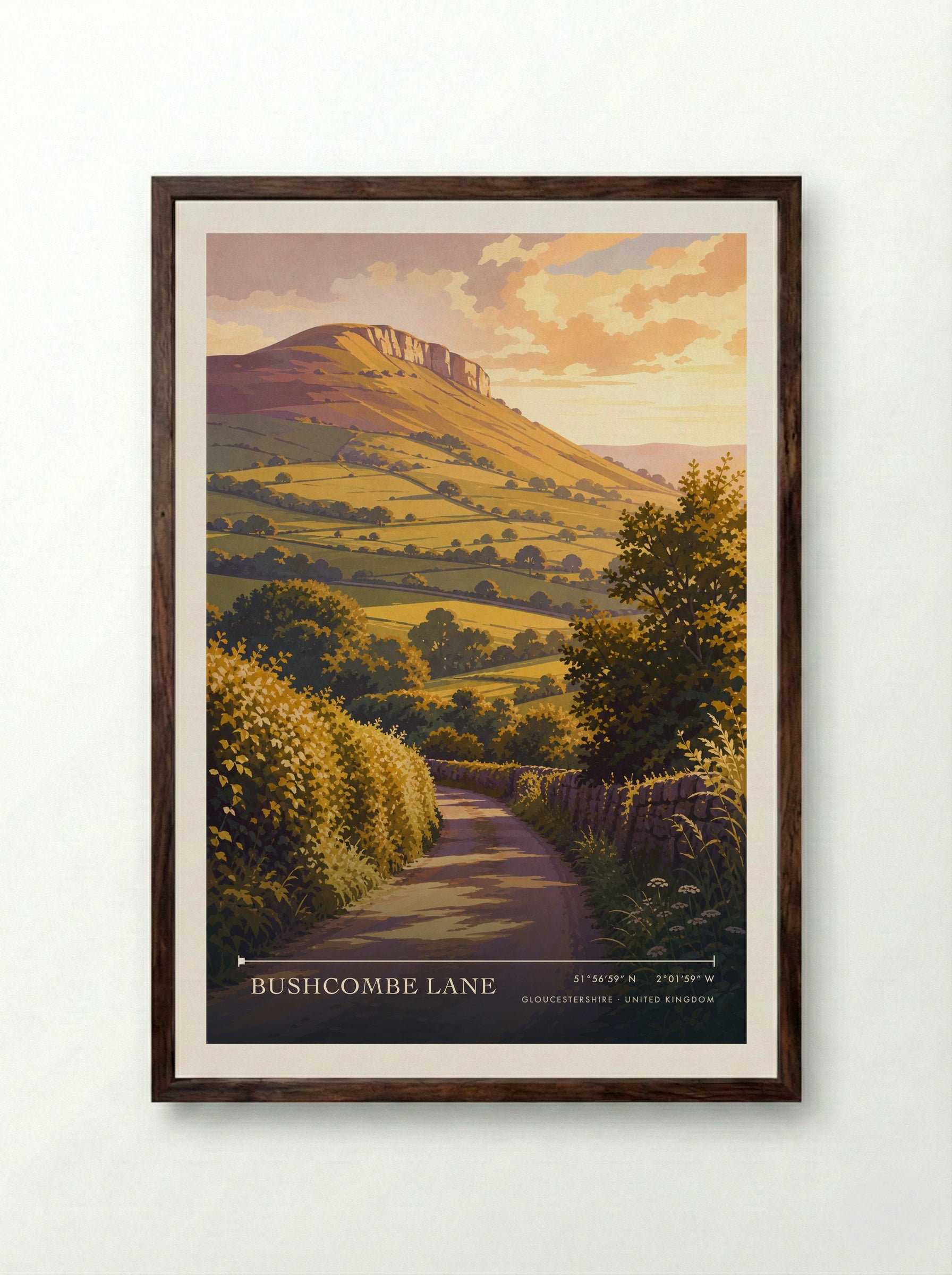 Bushcombe Lane Gloucestershire United Kingdom Travel Poster - Framed Print Dark Wood