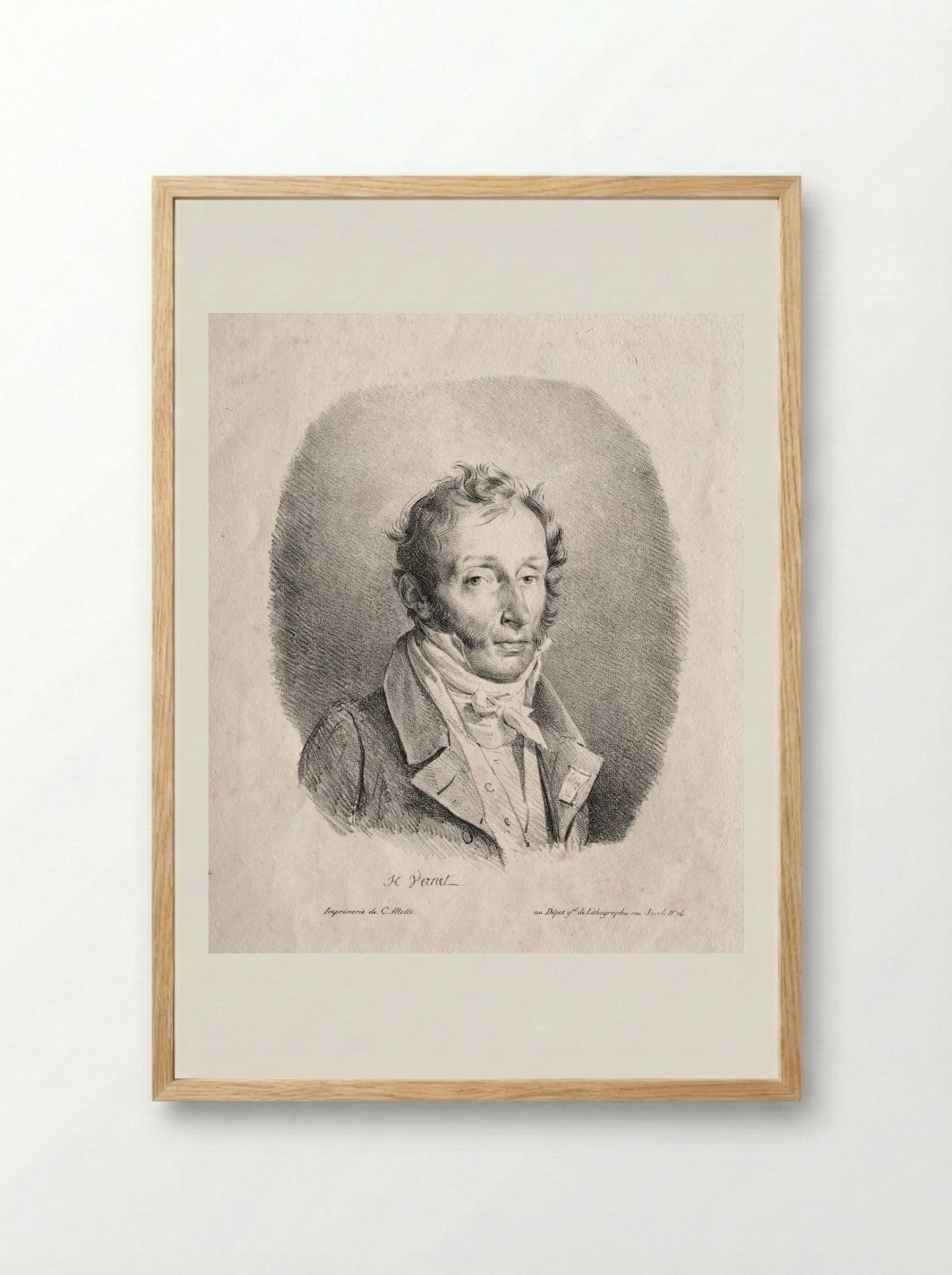 Bust Portrait of Carle Vernet - Horace Vernet - Framed Print Wood