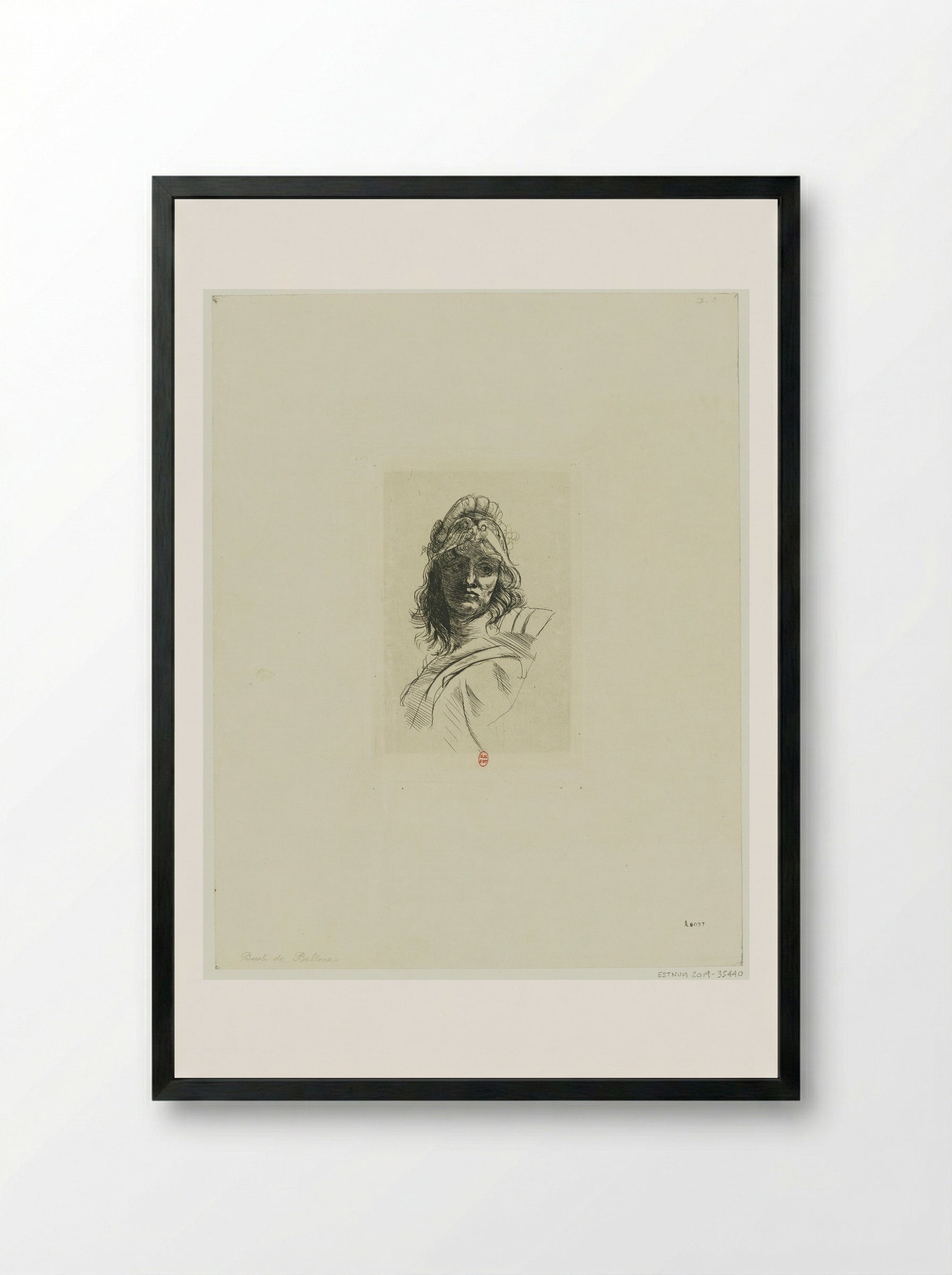 Bust of Bellone - Auguste Rodin - Framed Print Black